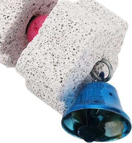 Miniatura 8 de Fabul Pico de pájaro piedra de molienda, suplemento de calcio jaula de alimentos juguete para morder con campana, juguetes para masticar pájaros,