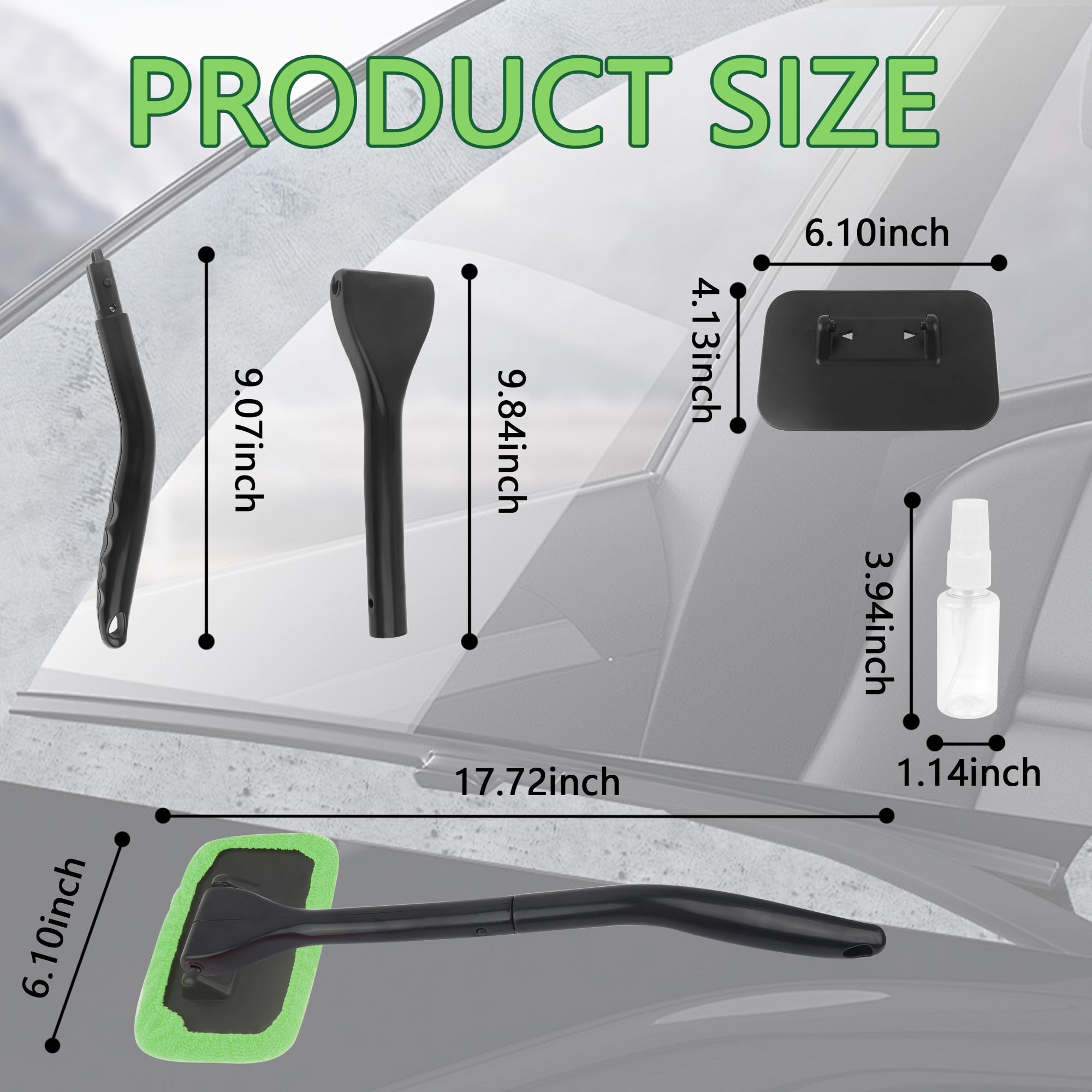 OFBAND Car Window Cleaner Tool Kit,Microfiber Car Windshield Cleaner Inside with 4PCS Soft Reusable Cloth Cover,Universal Removable Car Glass Cleaner Tool Kit Car Cleaning Tools