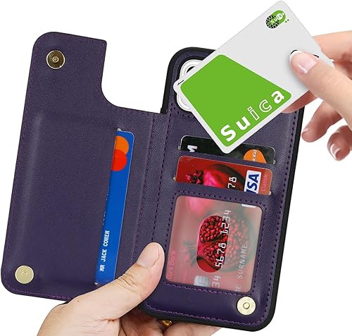 Miniatura 17 de iCoverCase Funda compatible con iPhone 11 con soporte para tarjetas, funda protectora de piel sintética con bloqueo RFID para mujeres y hombres