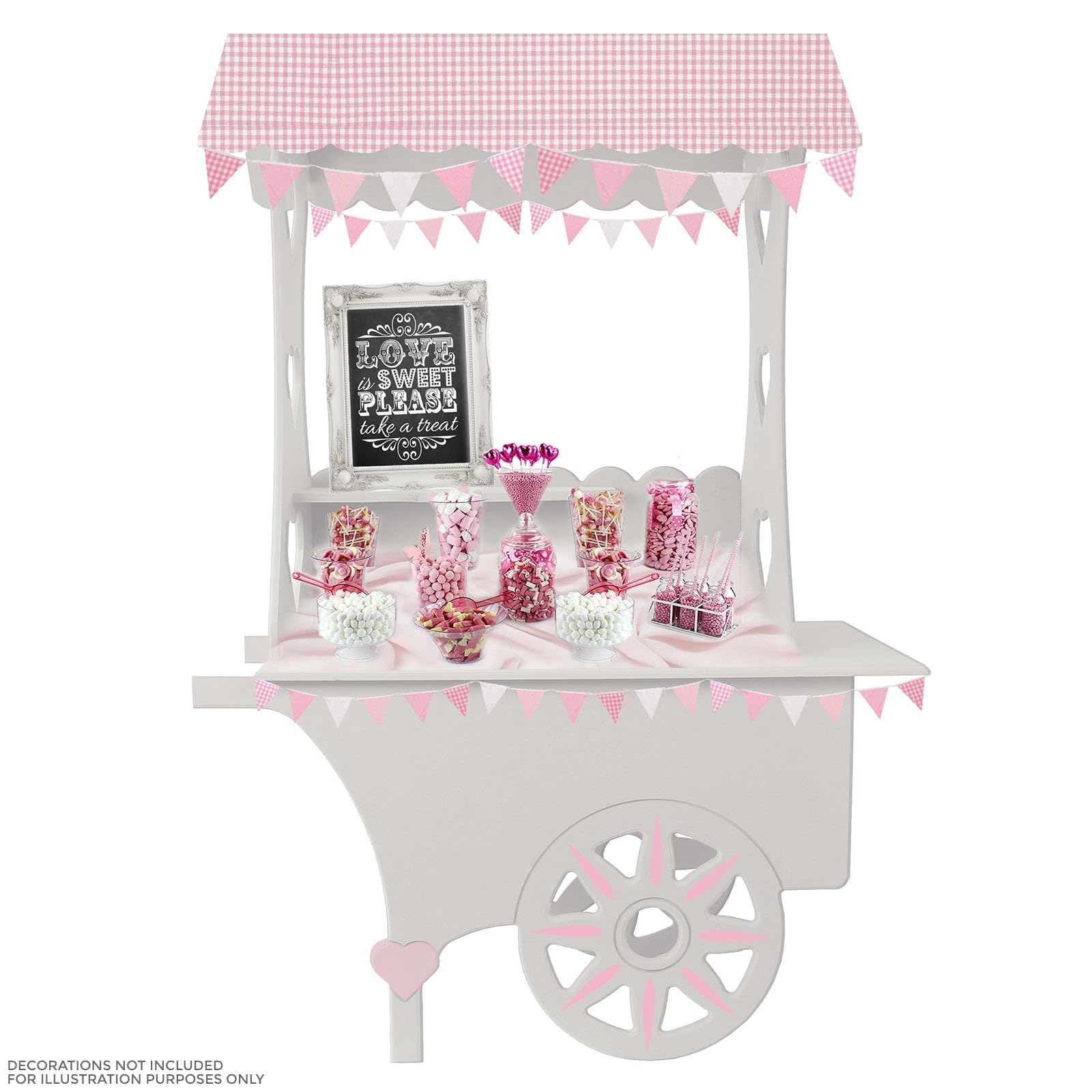 Monster Shop Carrito de Dulces en Madera MDF | 199x133x73cm | Carrito de Caramelos | Expositor de Postres | Accesorio para Bodas | Accesorio para Cumpleaños| Accesorio para Eventos