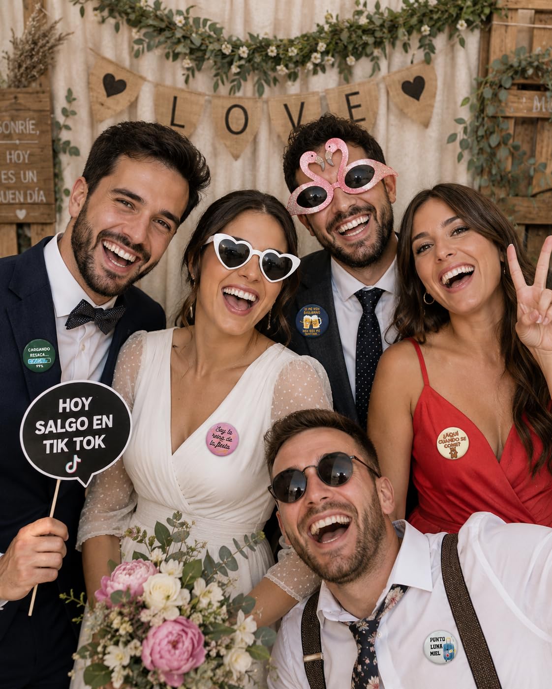 Soul Pack 50 Chapas Divertidas para Boda | Chapas con Frases Originales para Invitados | Detalle para Bodas, Photocall, Despedidas y Fiesta | 59 mm