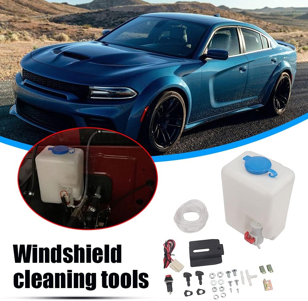 Universal Wiper Systems Reservoir 12V 1.5L Windscreen Washer Pump Fluid Tank Reservoir Nozzle Sprayer Kit