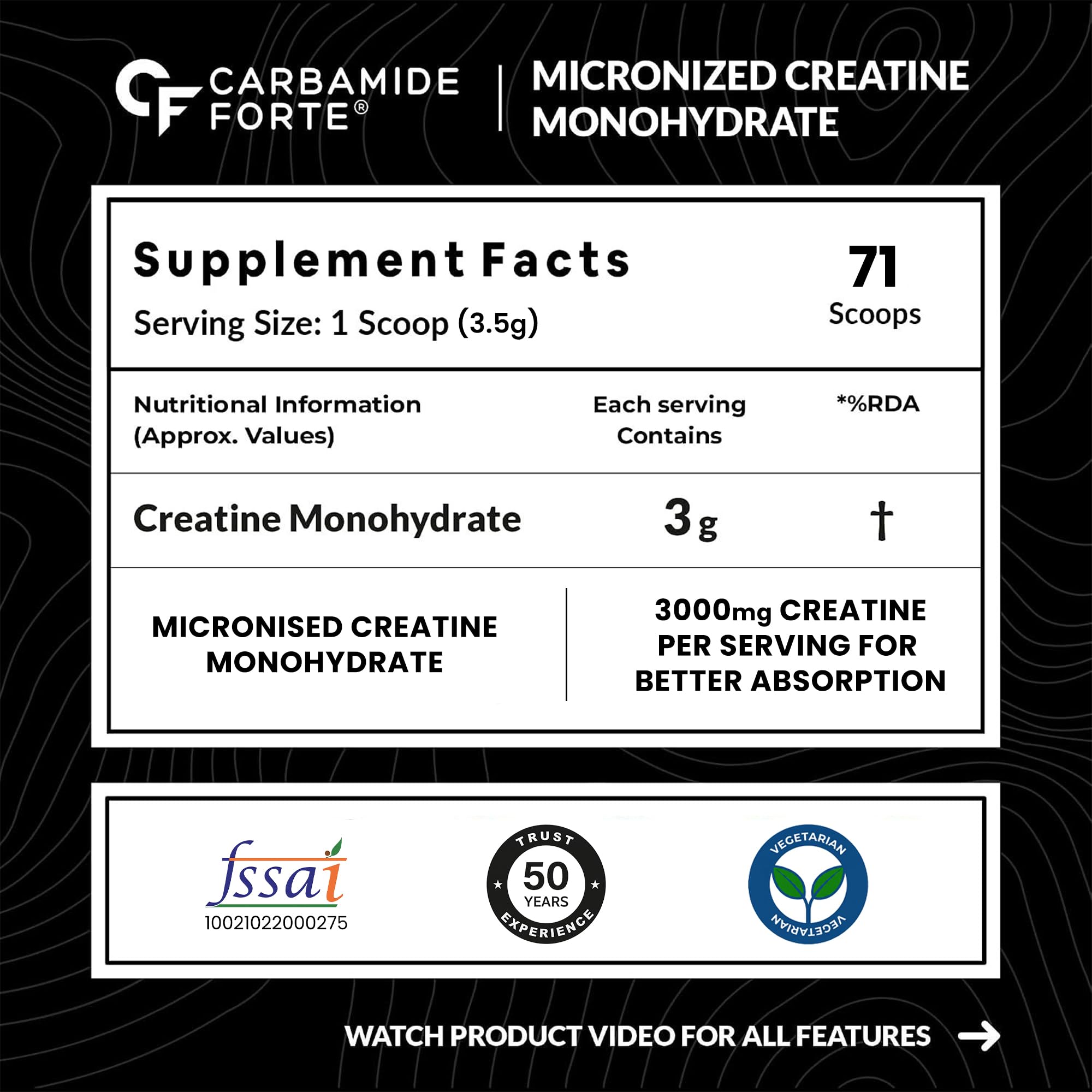 Carbamide Forte Creatine Powder | Creatine Monohydrate Powder 250g Cola Flavor For Lean Muscle, Strength & Energy | Gym Supplements For Men & Women- 250g — Amazon image 2