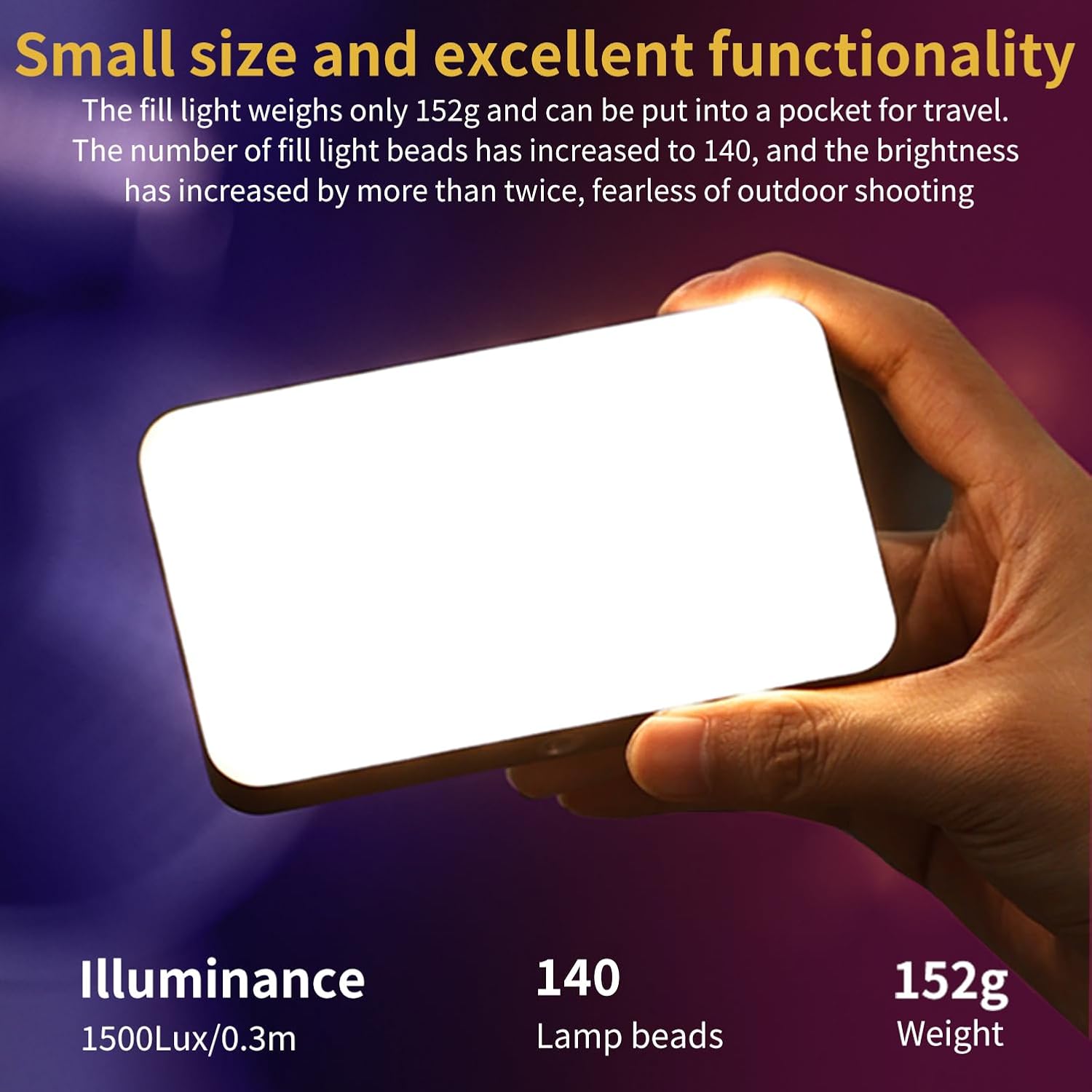 VRIG RGB Video Light, Portable LED Camera Light, 2500K-9000K, 3000 mAh, 20 Effects, 140 LEDs, OLED Display, DSLR Lighting for Photography, Recording, Vlogging, Content Creation