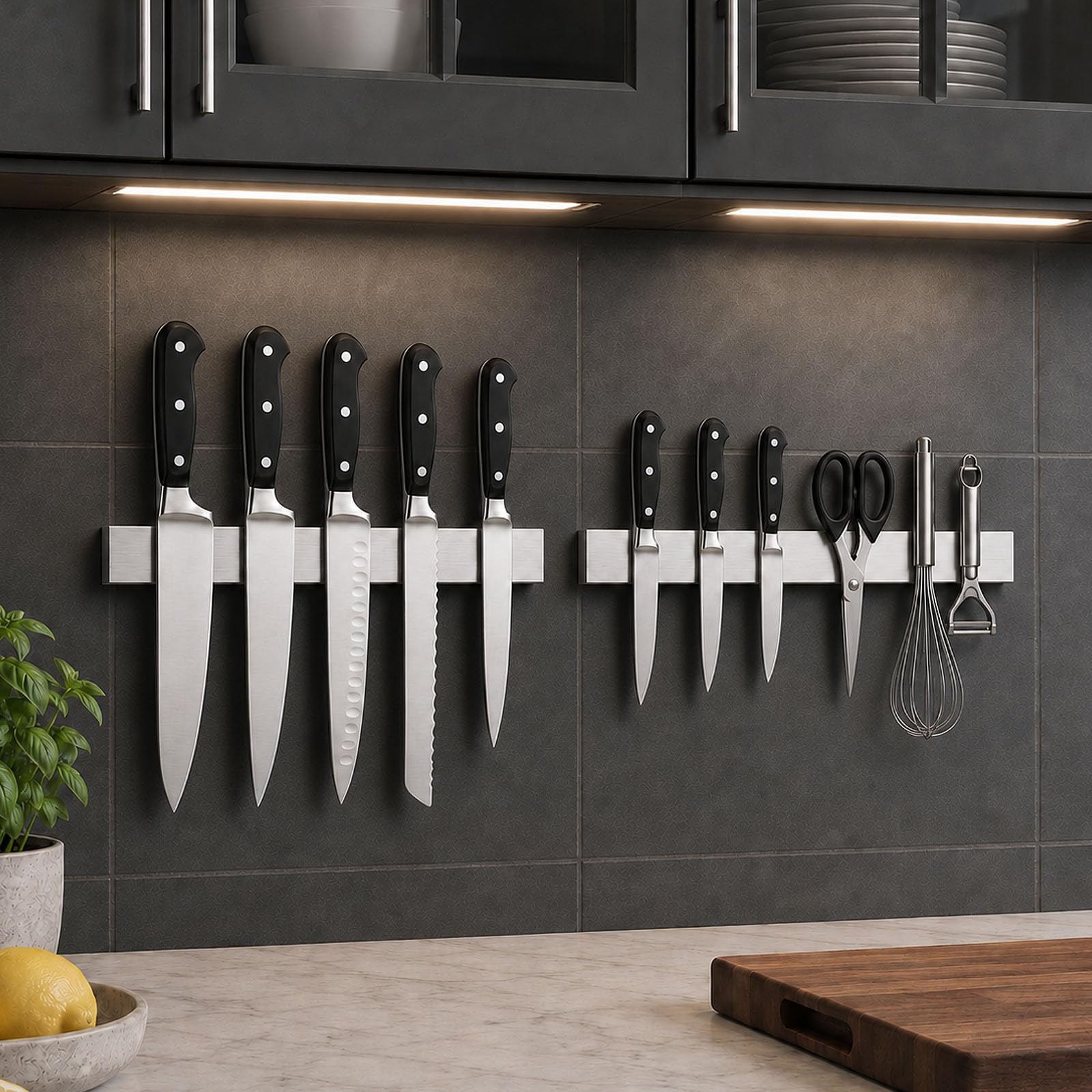 THMINS 2 Pack 12 Inch Magnetic Knife Strips, Magnetic Knife Holder for Wall