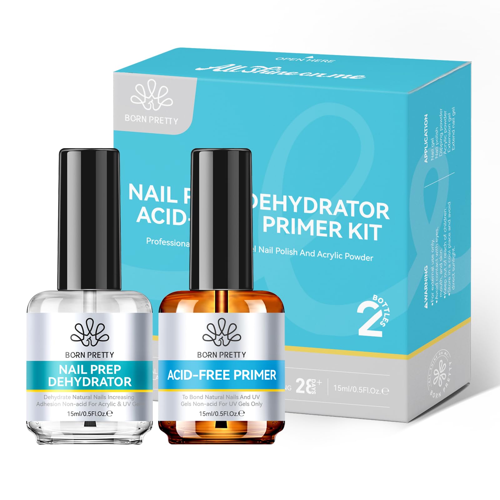 Born Pretty Gel Polish Primer, Prep Dehydrator Set Acid Free Primer Nail Prep Natural Dehydrator Bond from BELLE GAGA® Nail Protein Base for Acrylic Powder and Gel Nail Polish 15 ml / 0.50 fl.oz (61768)-image-28
