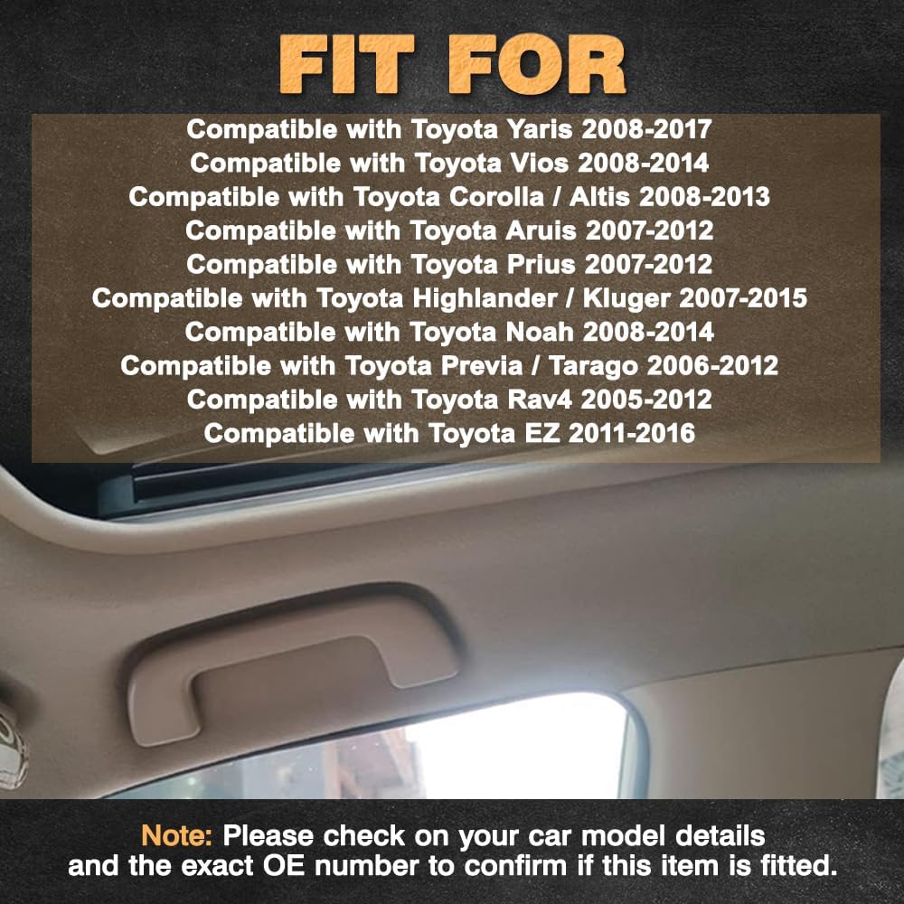 Riloer Roof Ceiling Pull Handle, 4PCS Front Rear Grab Handles Interior Door Handle Safety With Hook 74610-52030, 74610-52020, 74619-0M010 Compatible with Toyota Yaris 2008-2017 (Beige)