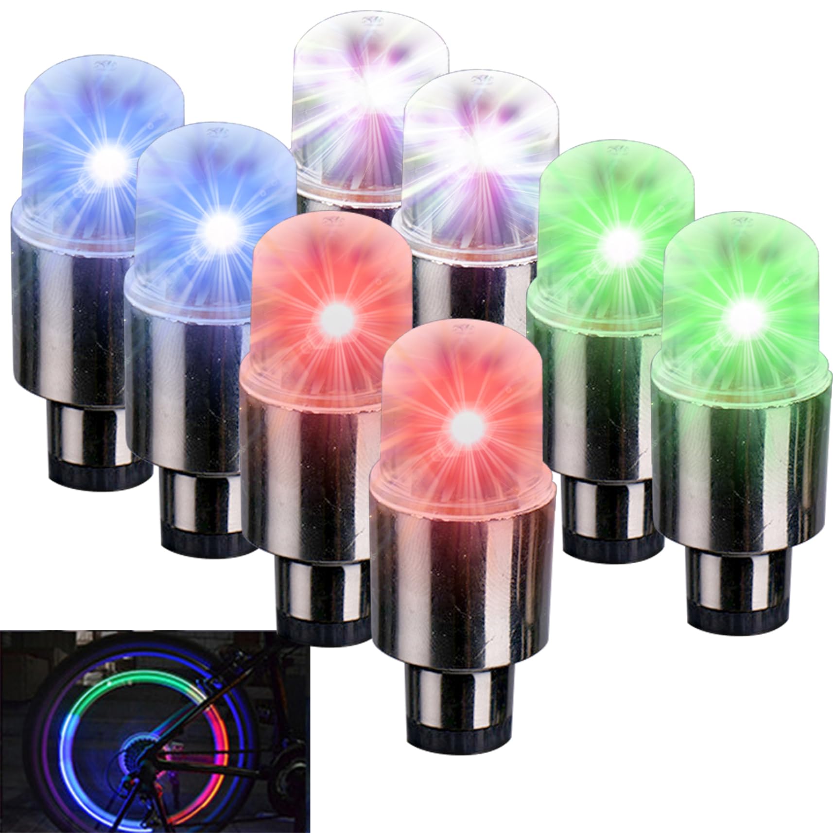 Luci per Ruote per Bici da 8 Pezzi, luci per Pneumatici per Bici Impermeabili di Sicurezza, Raggio per Bicicletta Flash ad Alta Trasmissione Luminosa per Auto da per Uomo e Donna