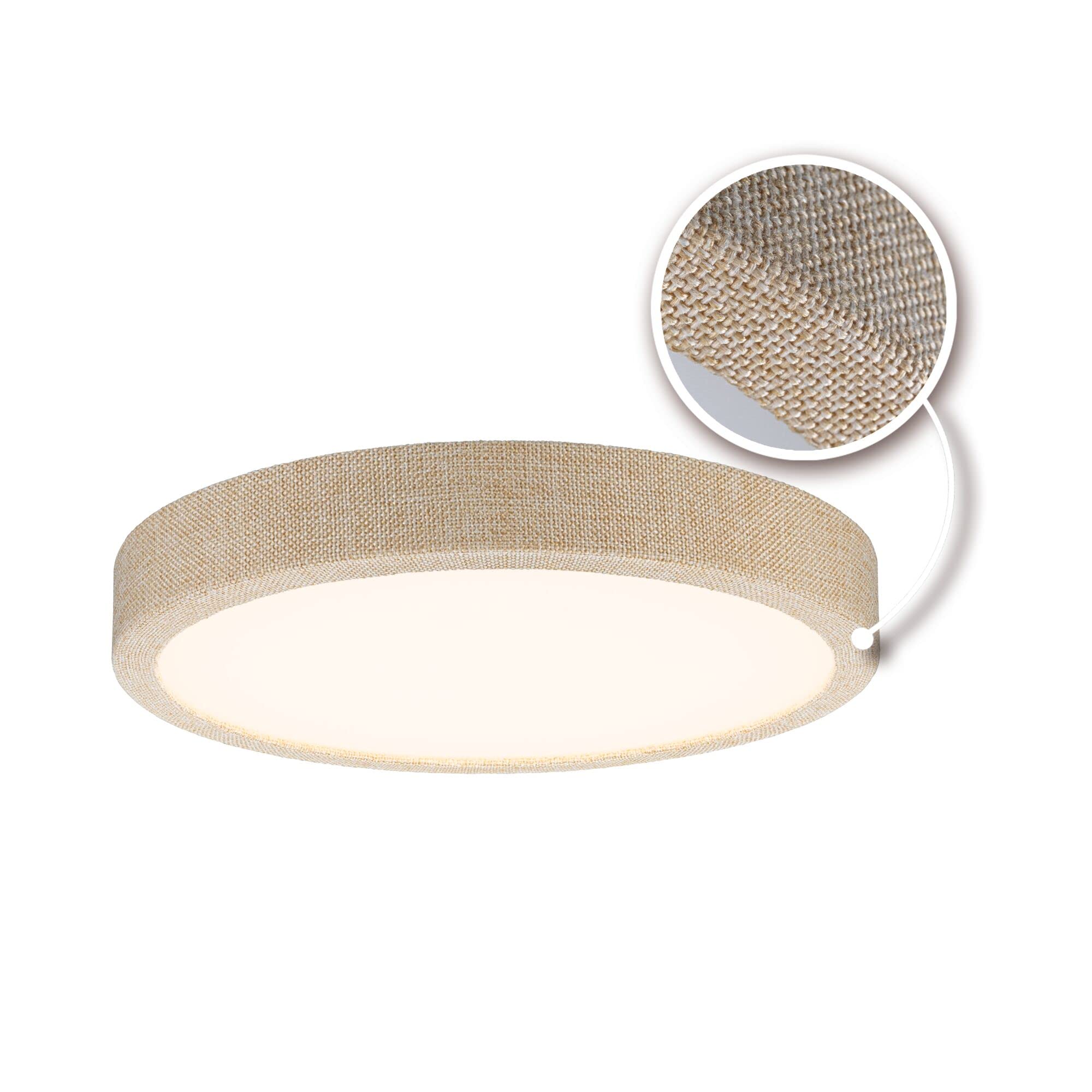 Paulmann 71052 LED Panel Cosara rund 15W IP44 1300lm 300mm Deckenleuchte in Beige Stoff/Kunststoff 3000K - Warmweiß Badleuchte