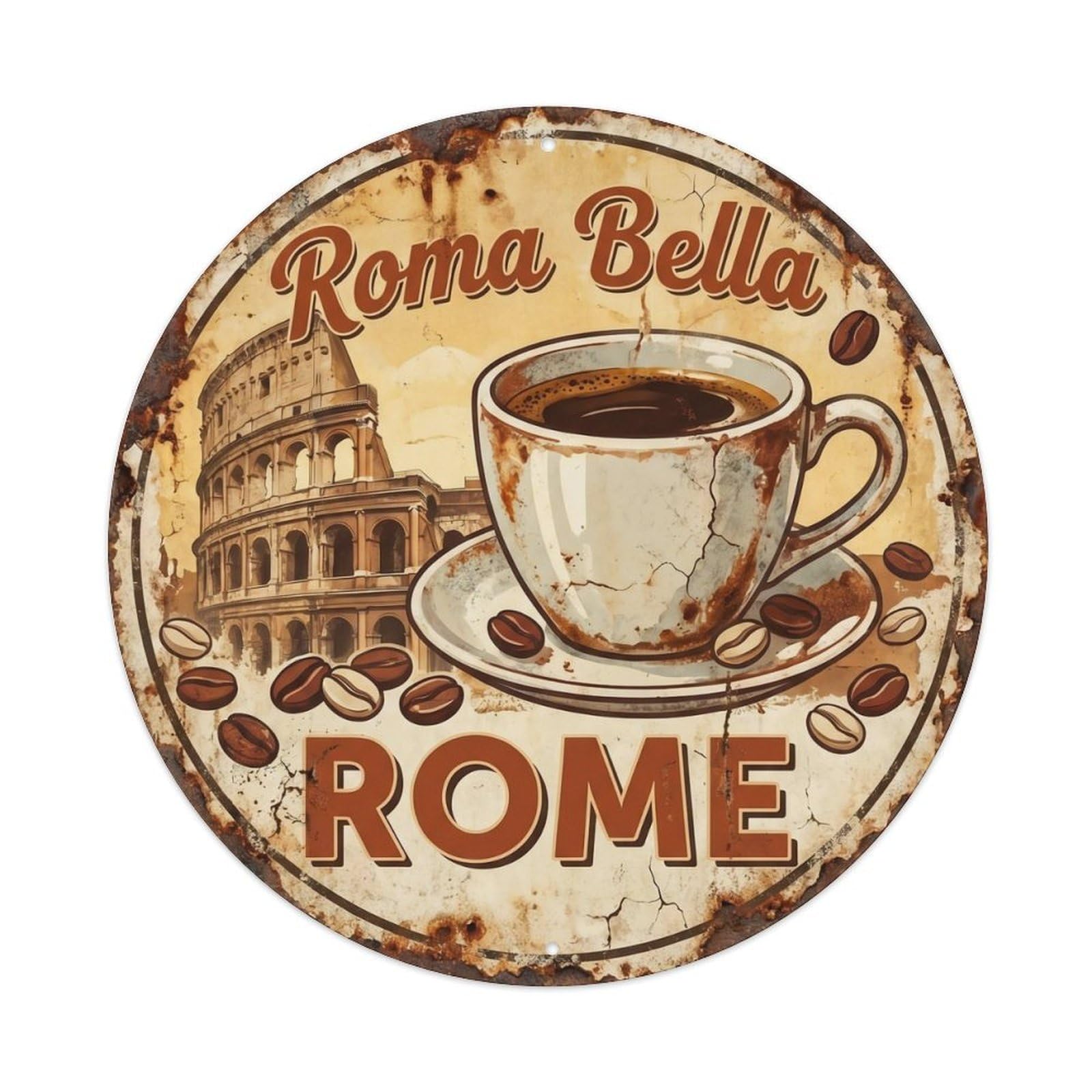 Okahys 8X8inch(20X20cm) Vintage Travel Italy Coffee Souvenir Metal Tin Sign