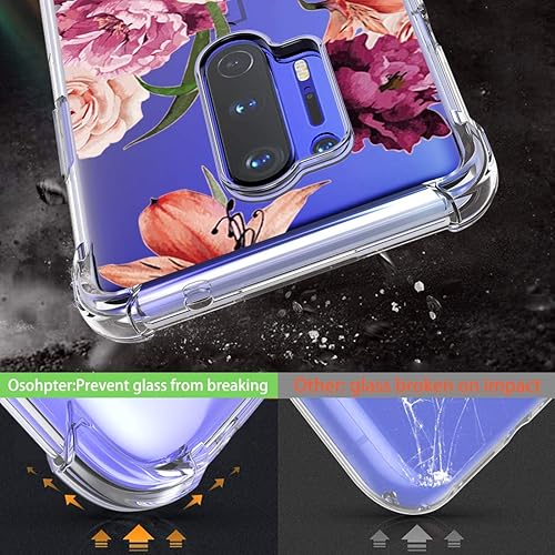 Miniatura 3 de Osophter Funda para Oneplus 8 Pro Flower Floral para niñas y mujeres, absorción de golpes flexible de goma TPU suave de silicona para One plus 8 Pro