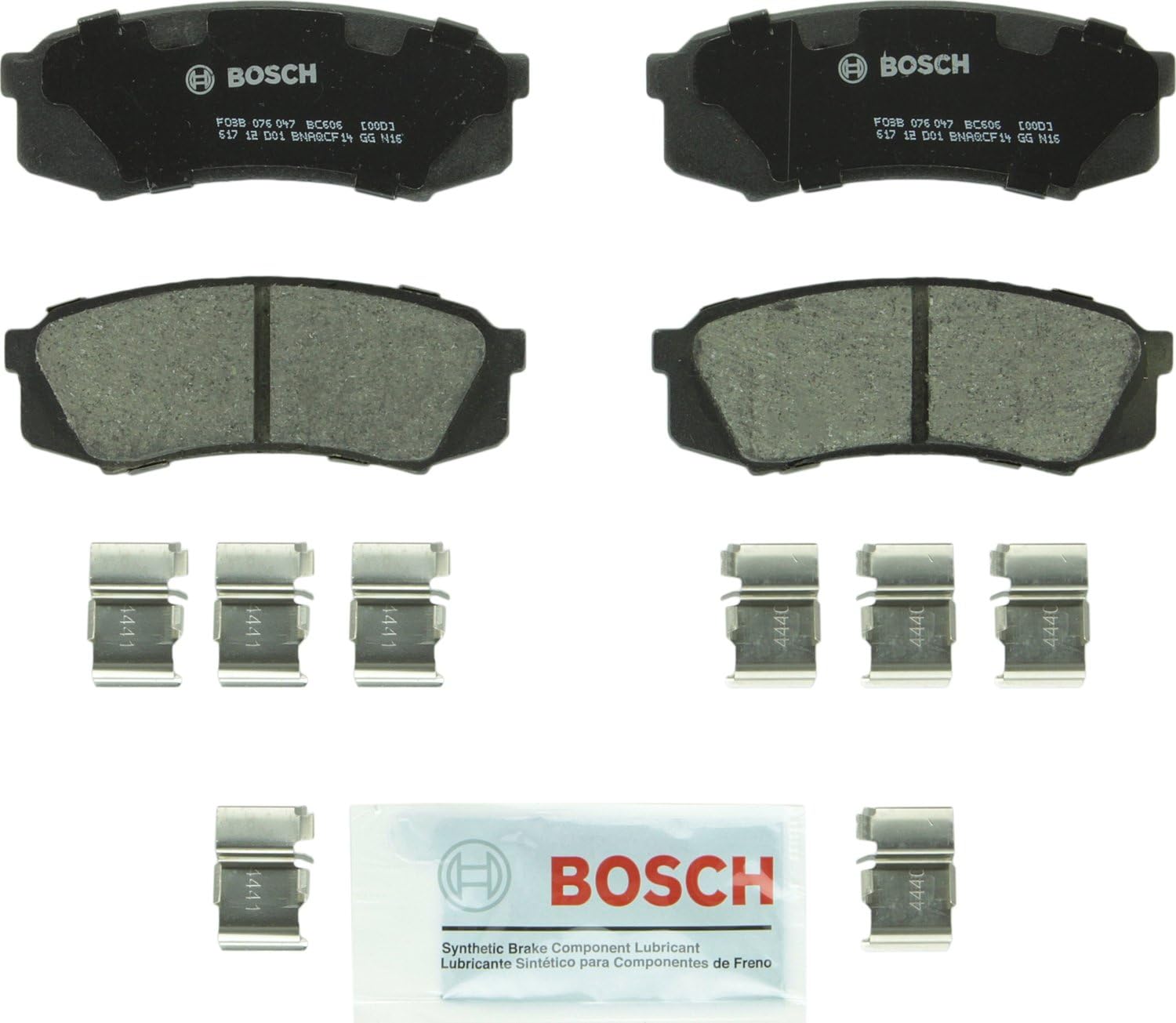 BOSCH BC606 QuietCast Premium Ceramic Disc Brake Pad Set - Compatible with Select Lexus GX460, GX470, LX450; Toyota 4Runner, FJ Cruiser, Land Cruiser, Sequoia; REAR