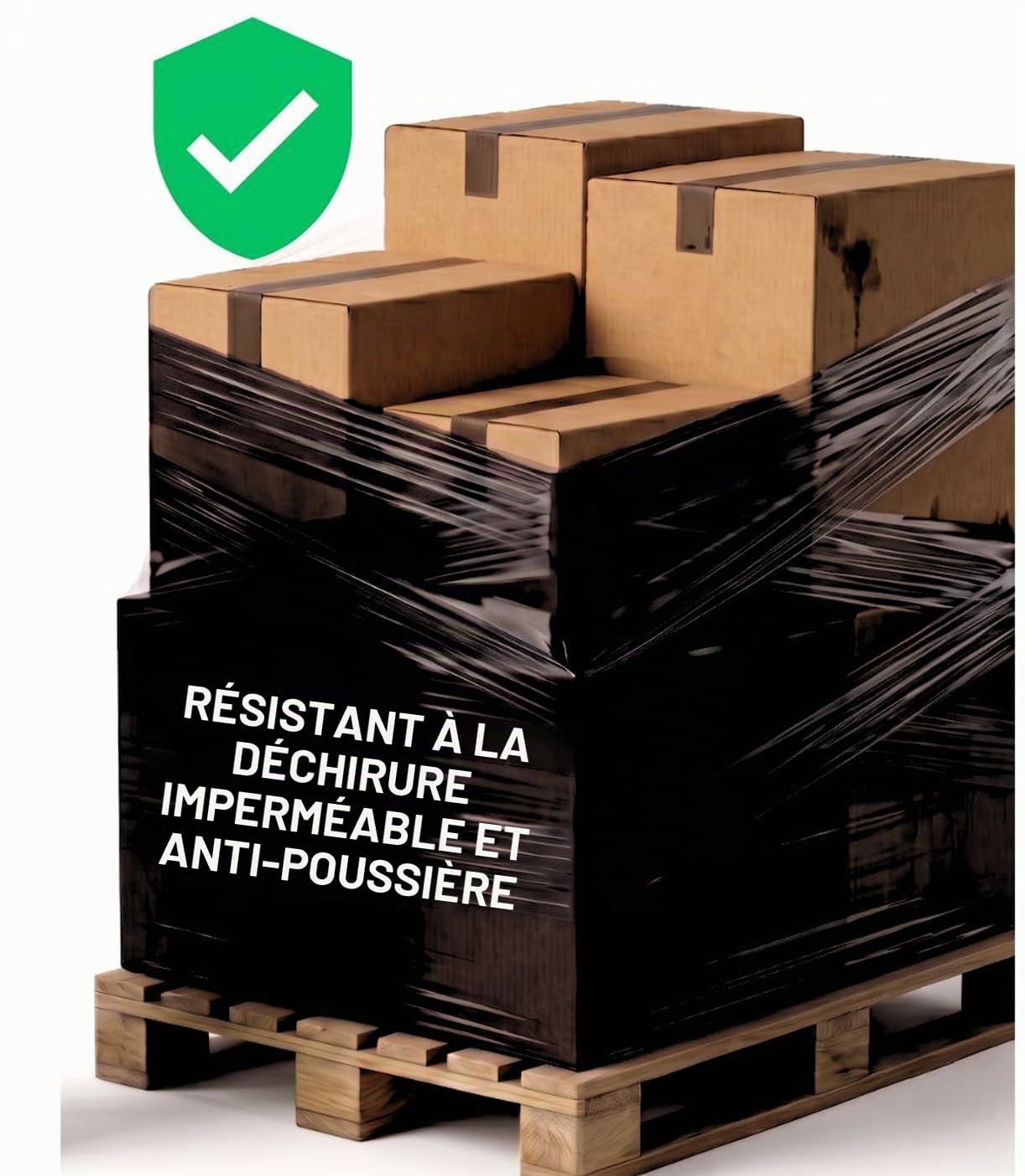 REQUISITE NEEDS Film étirable ultra-résistant Noir Lot de 6 rouleaux 400 mm x 250 m