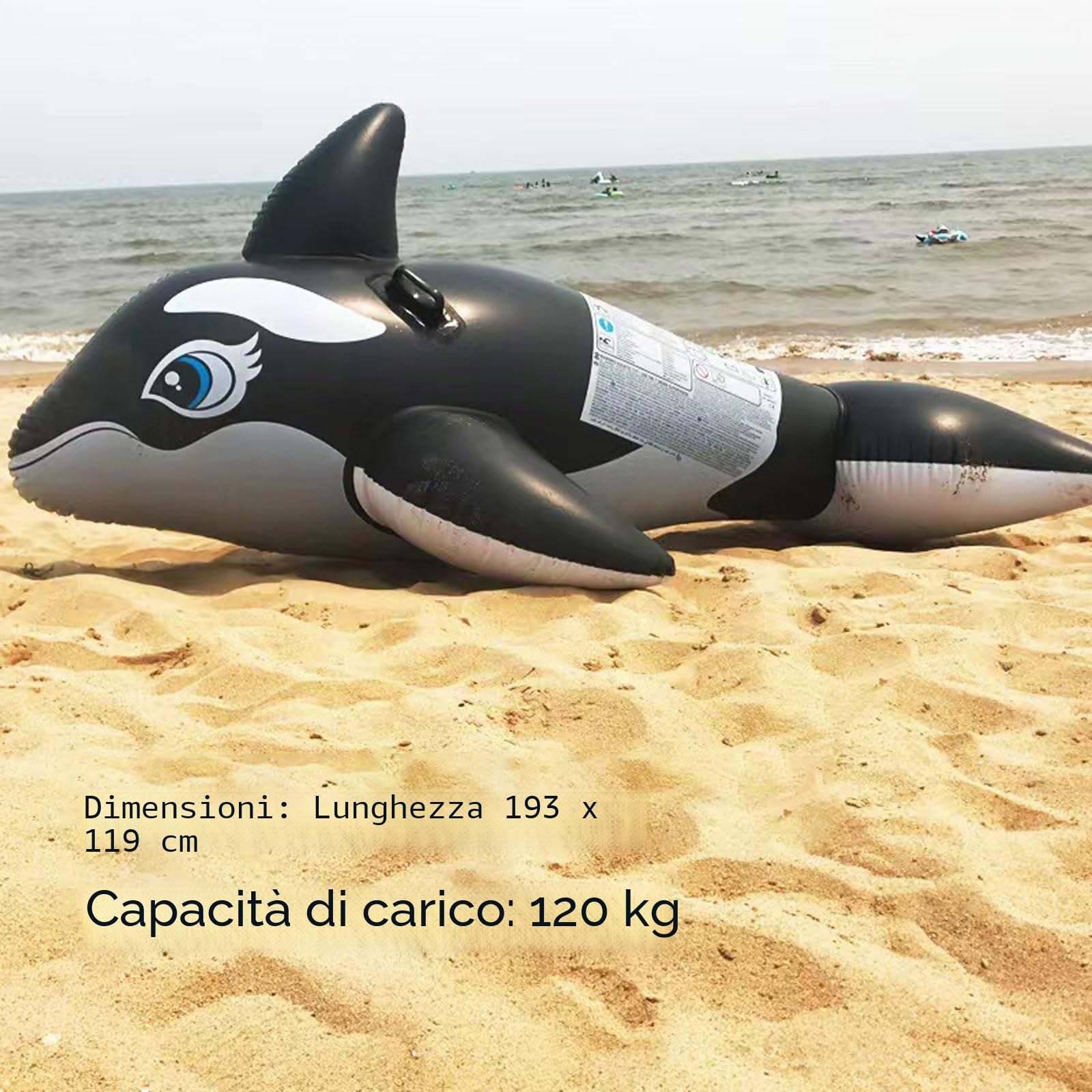 Galleggianti Gonfiabili per Piscina,Cavalcabile a Forma di Orca Gigante per Adulti e Bambini 193*119cm,Moto d'acqua da surf con maniglia,Divertenti giochi d'acqua da spiaggia,per Estiva Il Lago