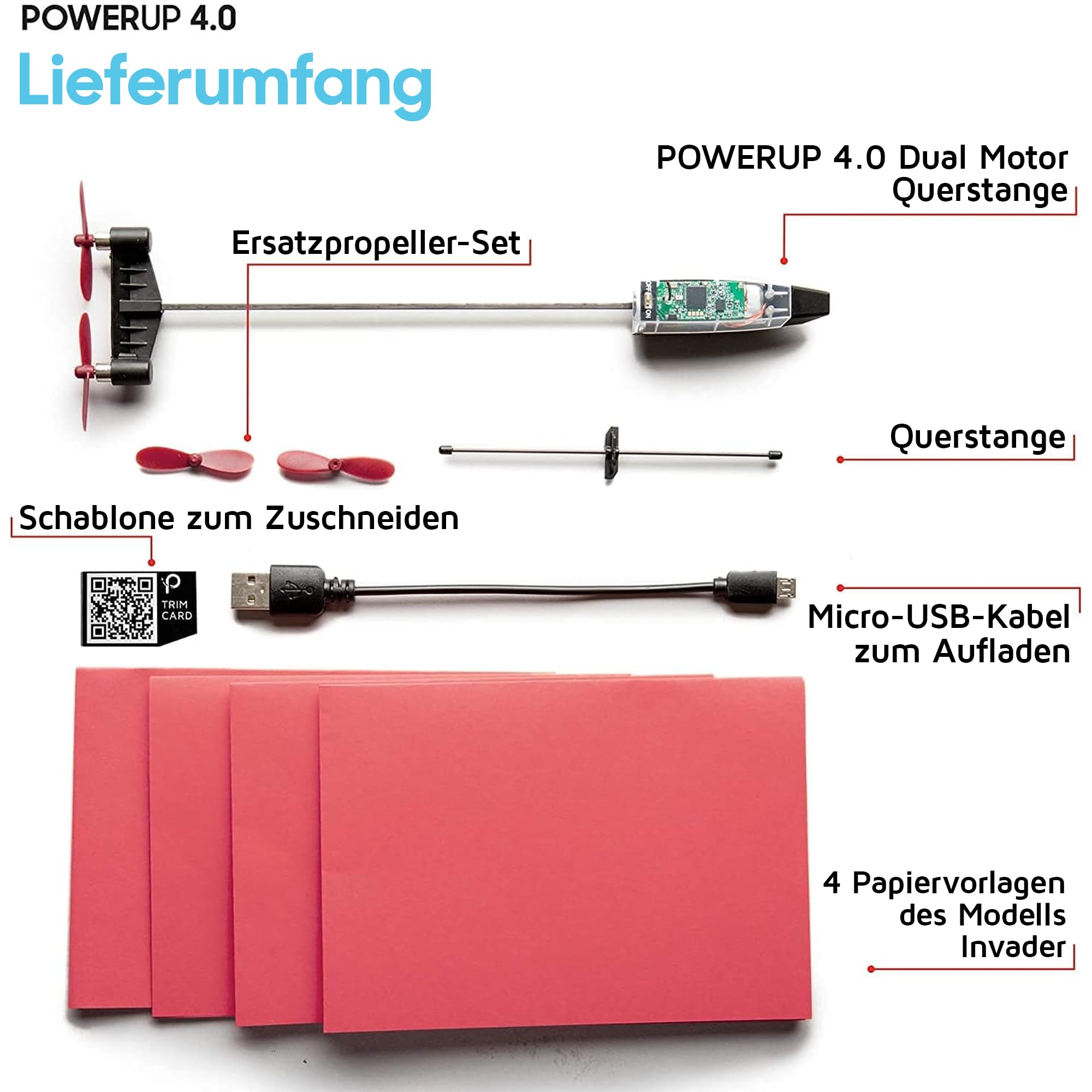 POWERUP 4.0. Smartphone gesteuertes Papierflugzeug Set der nächsten Generation. Einfache Handhabung durch Autopilot Funktion und integriertes Gyroskop. Für alle Hobbyflieger und begeisterten Piloten.