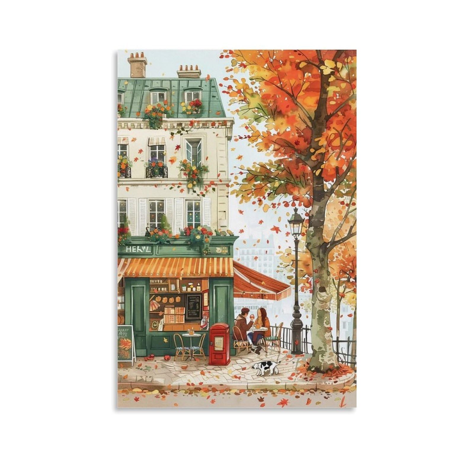 WHOUHJYE Autumn Paris 03 Poster Wall Art Canvas Vintage Aesthetic Painting Decor for Rooms 12x18inch Unframe-style