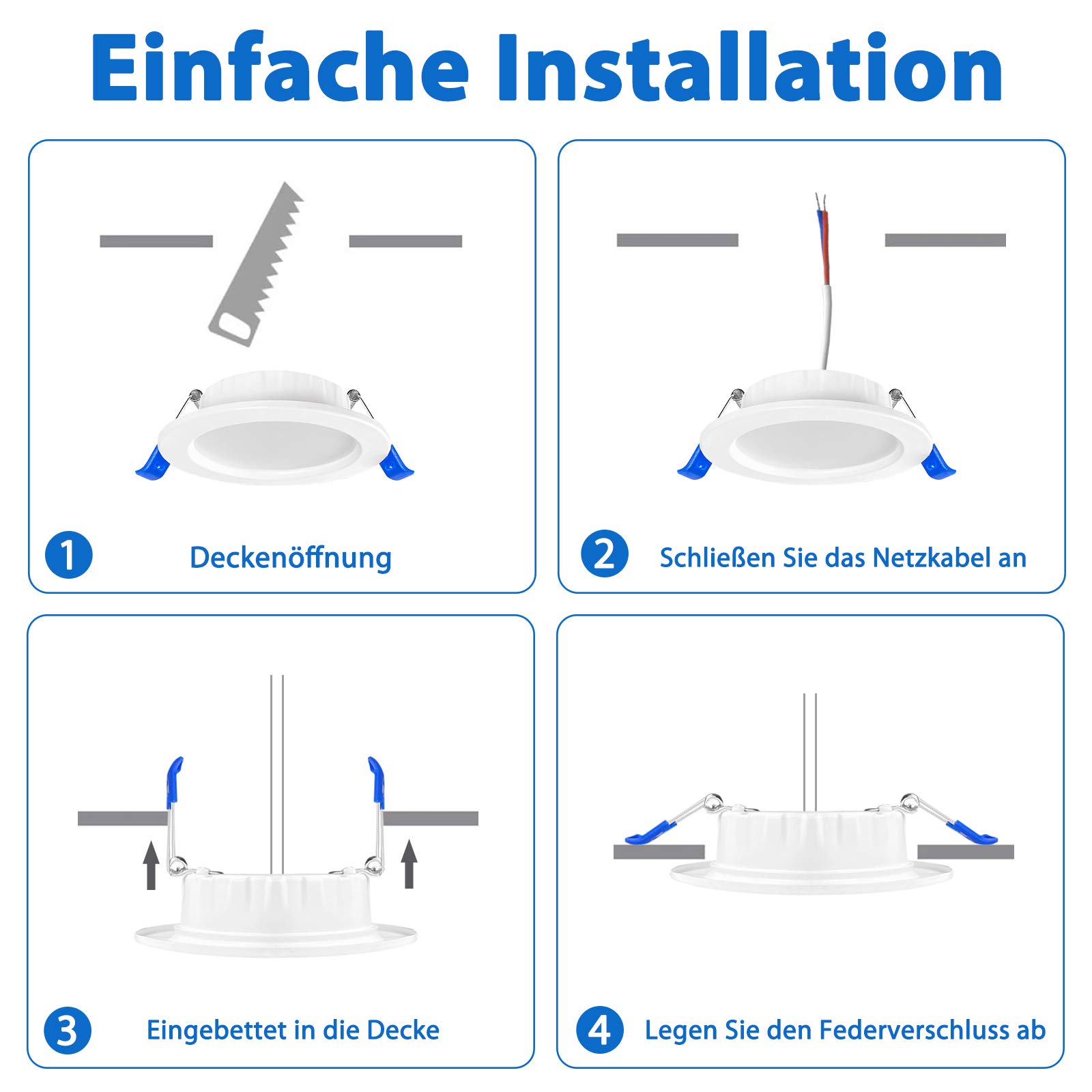 ACXIN Lot de 20 spots LED encastrables 5 W - En aluminium - Pour salle de bain, cuisine, meubles (blanc froid)