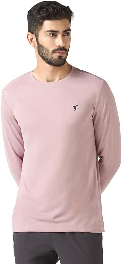 TECHNOSPORT Men's Polyester Slim Fit Self-Design Long Sleeve T-Shirt with Double Cool for Gym, Sports and Regular Use