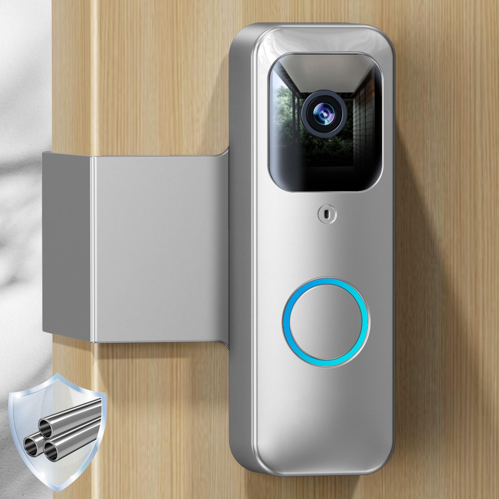 NANW Blink Doorbell Mount, Full-Metal Anti-Theft Doorbell Camera Mount, No-Drill and Not Block Motion Sensor Bracket, Blink Aluminum Alloy Video Doorbell Holder for Home/Apartment/Dorm,Silver