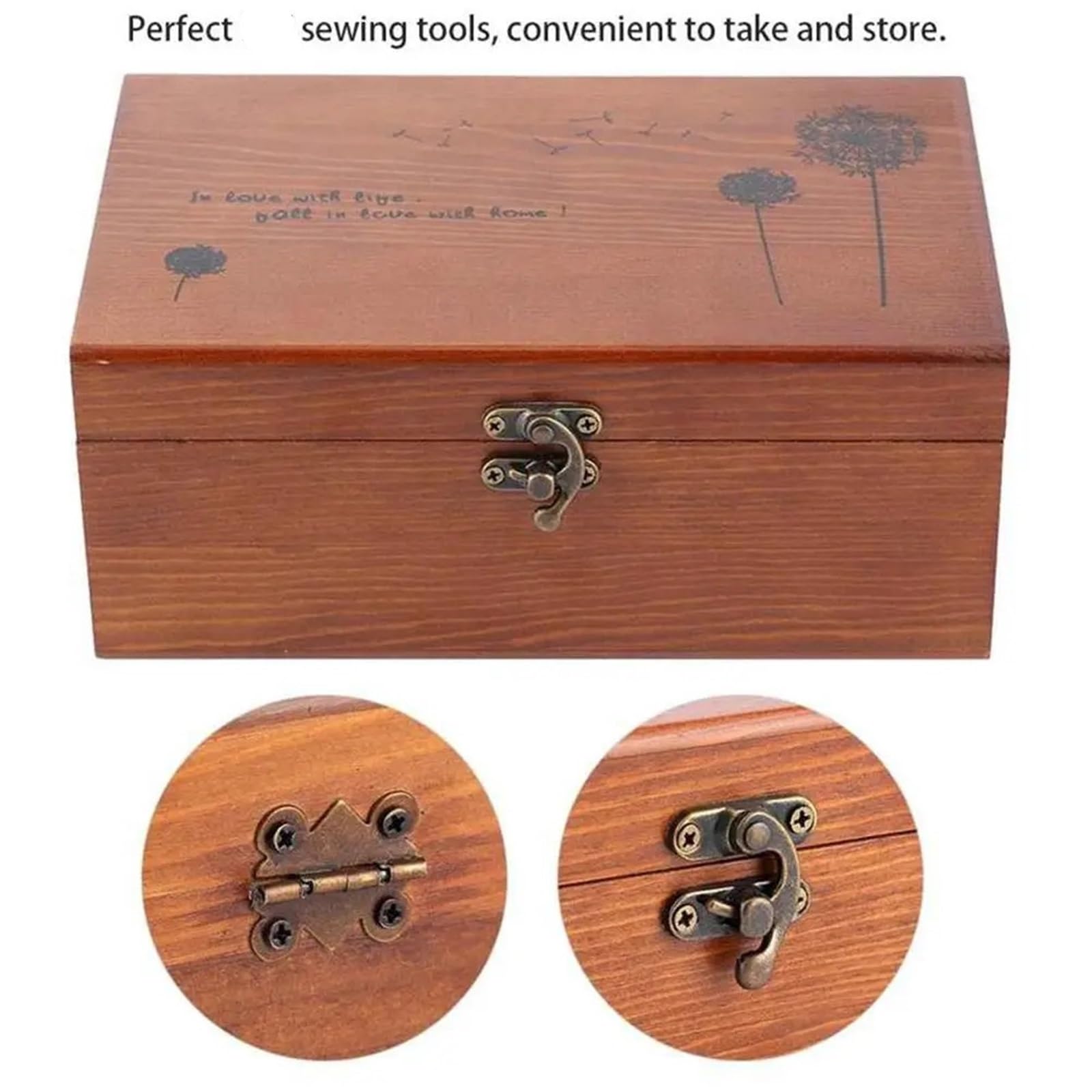 Holz Vintage Nadel Faden Box Haushalt Nähen Leeren Korb Lagerung Fall Organizer Kit Werkzeuge Für Haushalt