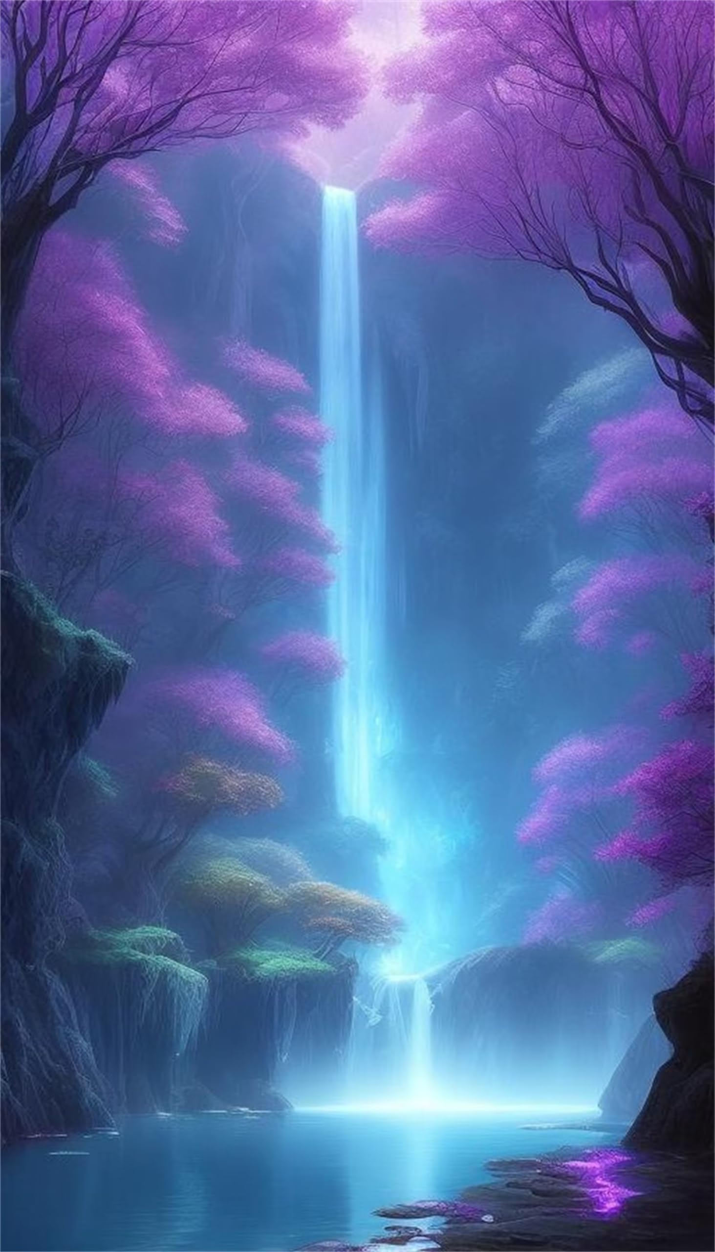 Diamond Painting Violet 70x140cm | Kit Complet Broderie Diamant Paysage