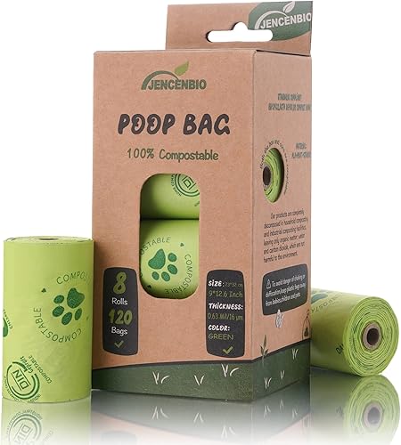 Miniatura 1 de Bolsas de compost para excremento de perro, bolsas de basura para mascotas, rollos de repuesto de 120 bolsas, 9 x 13 pulgadas fuertes y a prueba de