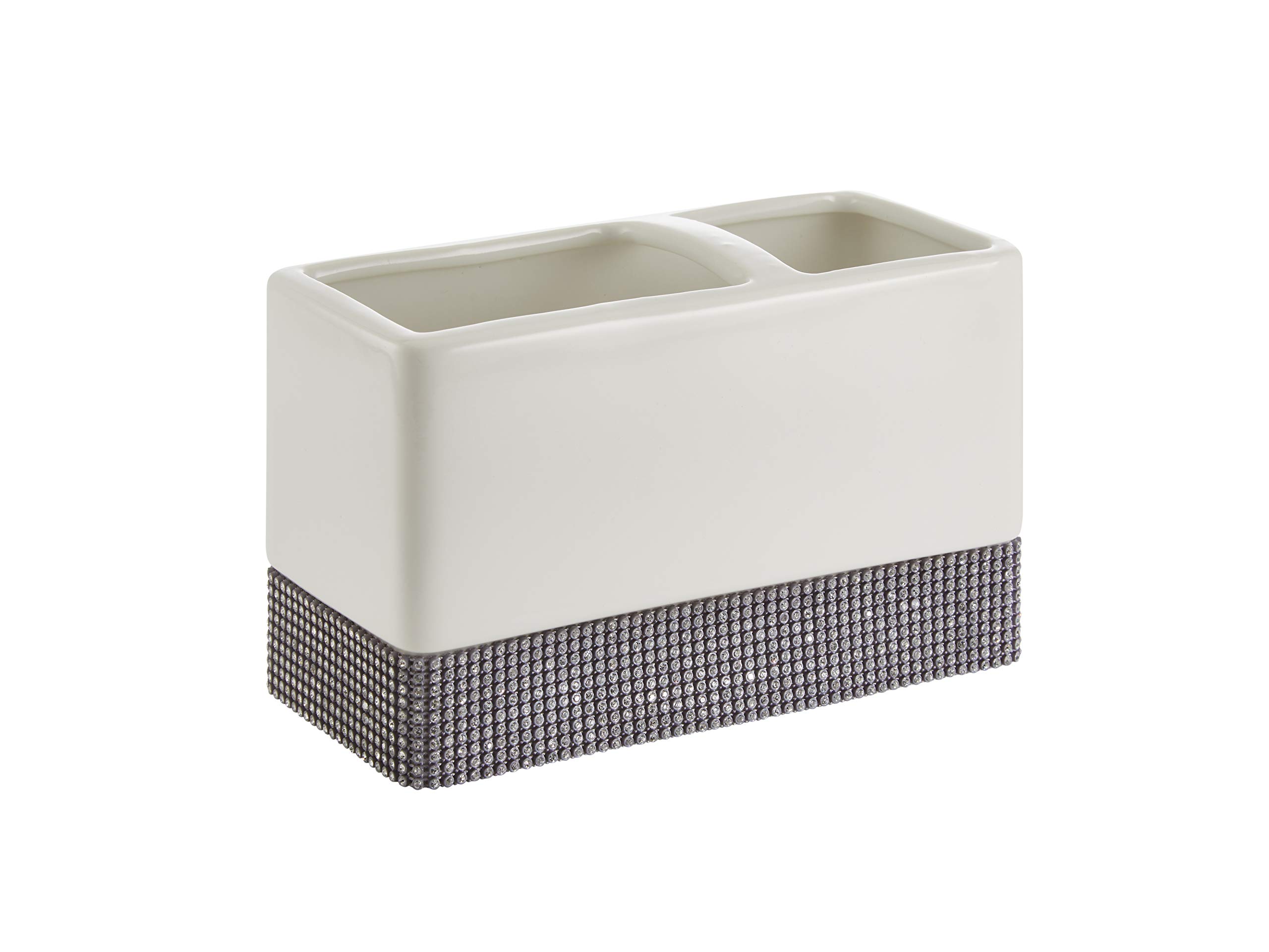 House & Homestyle Glimmer Chrome Bathroom Ceramic Toothbrush Tidy, One Size