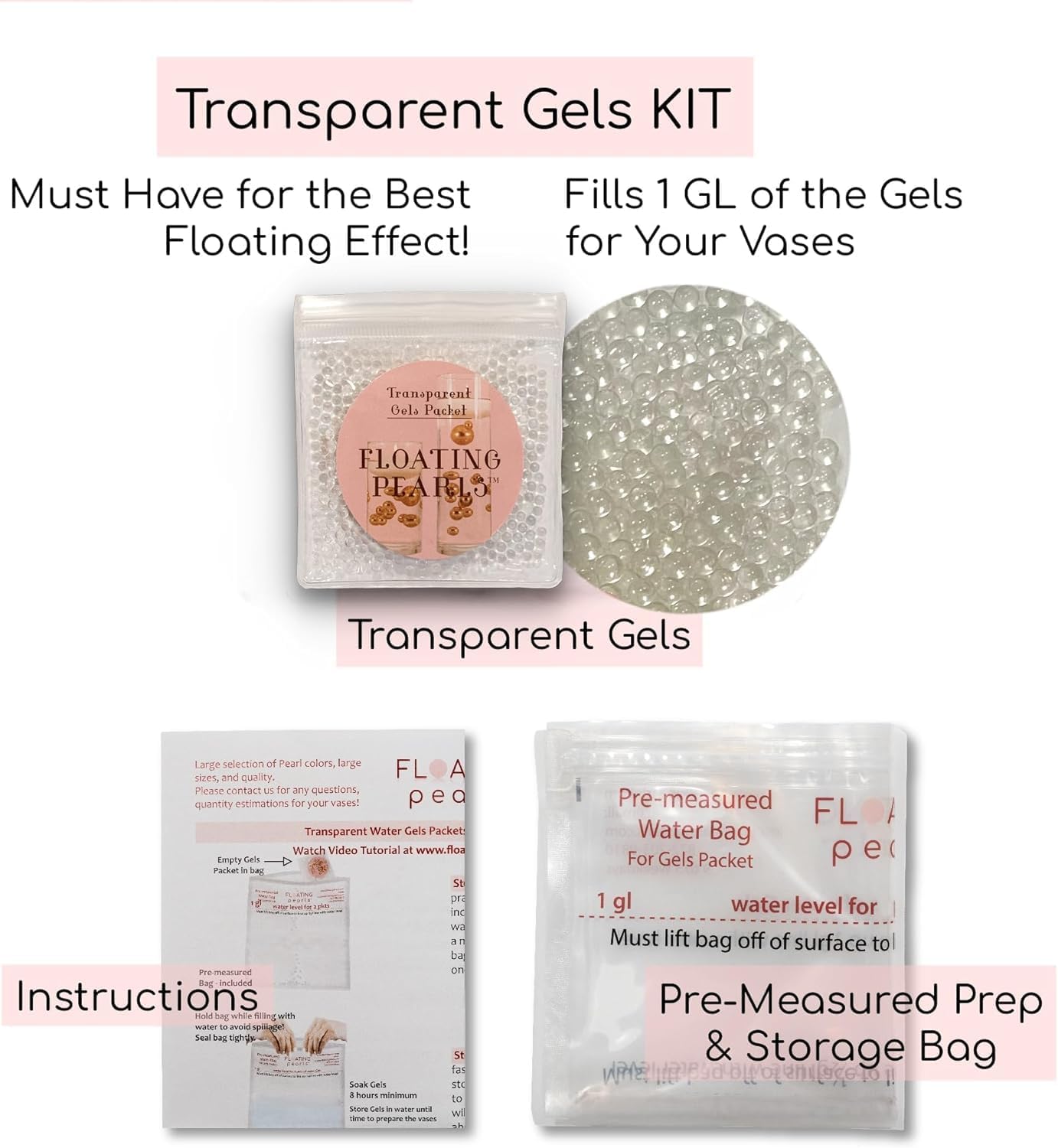 150 Floating Sparkling Patriotic Stars Red, Blue, Silver- Matching Beads- Fills 2 Gallons of the Transparent Gels for Floating Effect for Your Vases- Includes Pre-Measured Prep Bags for Best Results!