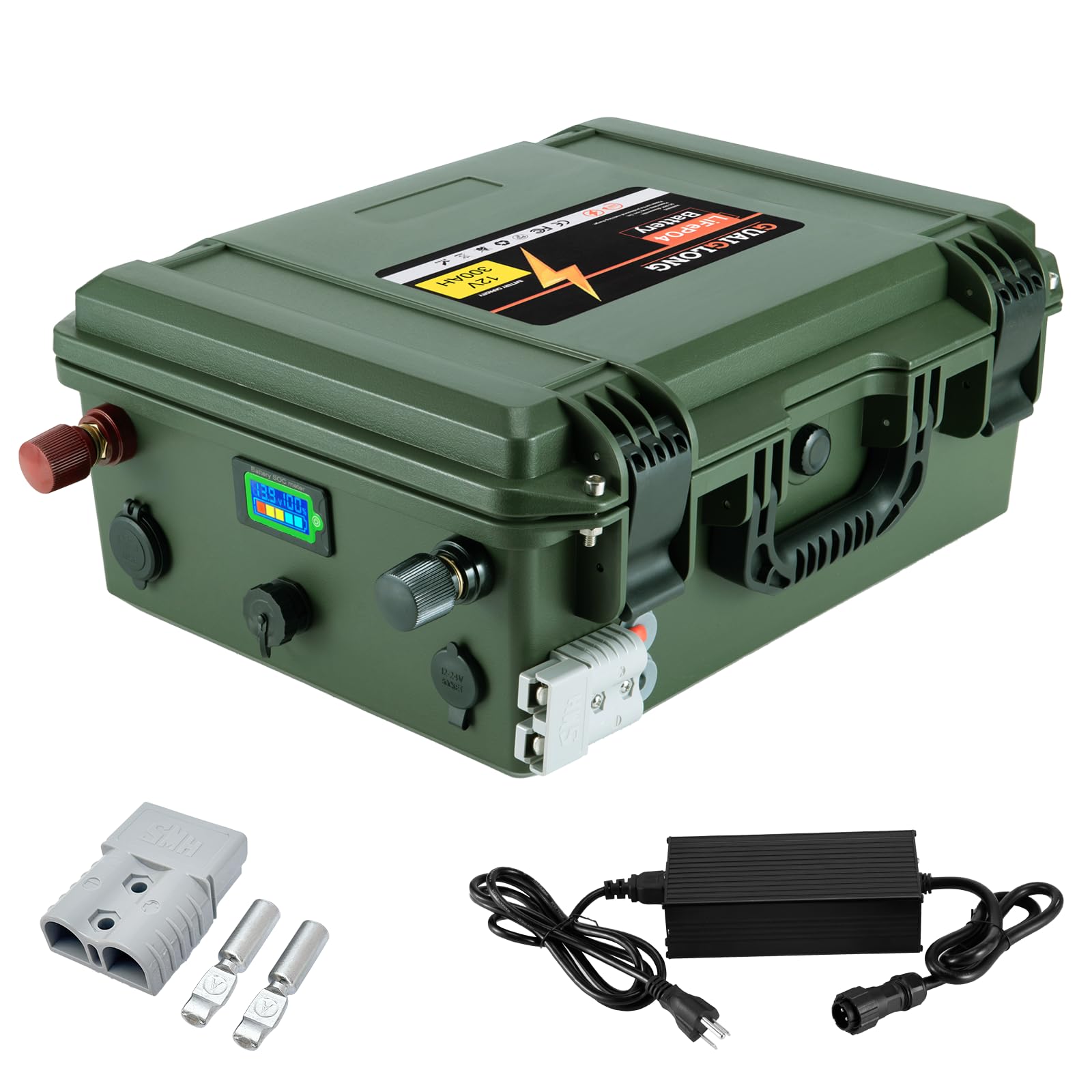 12V 300Ah Lithium LiFePO4 Battery,Built-in 200A BMS,Max 2560W Power Output,Various Ports & Connects,6000+ Deep Cycles,Perfect for Off-Grid,RV,Solar