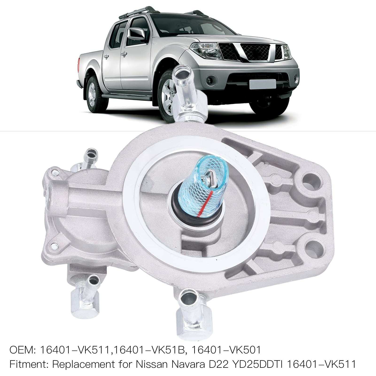 Alloggiamento del Filtro del Carburante, Fydun Lega di Alluminio Base di Montaggio del Filtro del Carburante Pompa di Innesco 16401‑VK51B per D22 YD25DDTI 16401-VK511