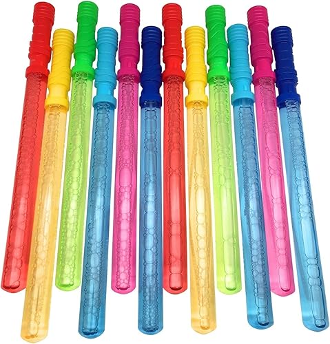 oojami Paquete de 1 docena de varitas de burbujas grandes de 14.6 pulgadas, ideal para juguetes de verano, rellenos de Pascua, recuerdos de fiesta