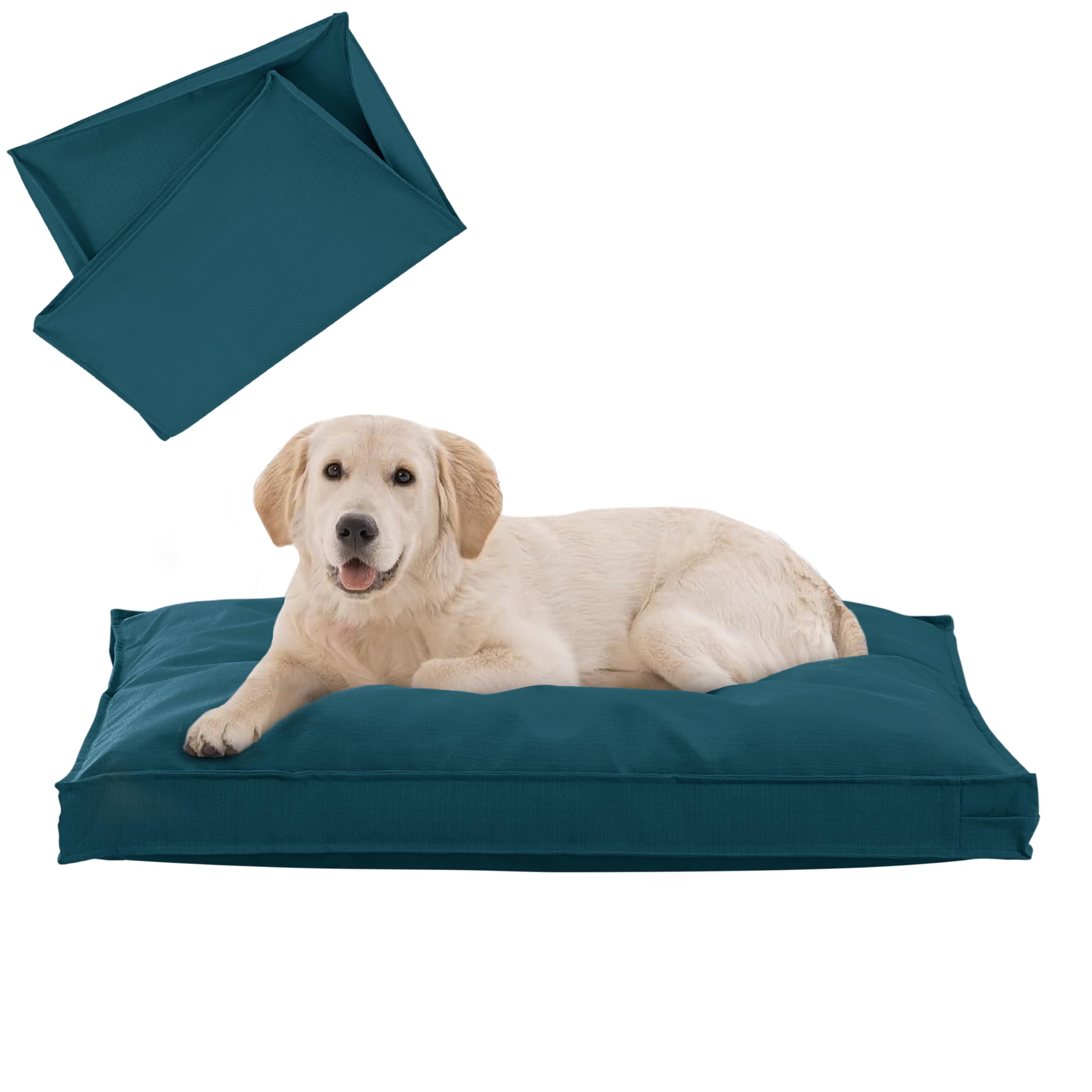 TOPLUXE Dog Bed Cover, Waterproof Dog Mattress Cover With Zipper, Washable Removable Pet Bed Protector for Dogs Cats (90x68x7.5 cm, Cyan)