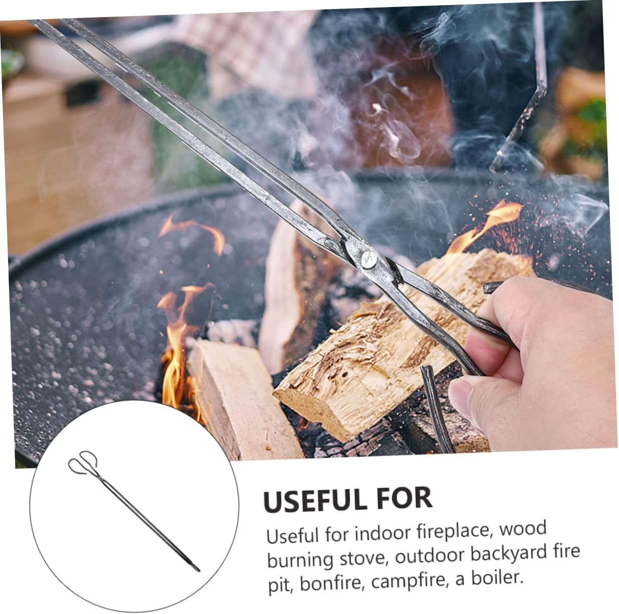 Unomor 2Pcs Extended Outdoor Fire Tongs Bbq Picker Garbage Clamp for Fireplace and Picnic Big Head Clips for Pickup and Grilling Maintenance