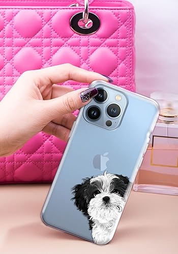 Miniatura 6 de FINCIBO Carcasa de silicona TPU transparente transparente para Apple iPhone 13 Pro Max 67 pulgadas 2021  Negro blanco Shih Tzu Hide and Seek
