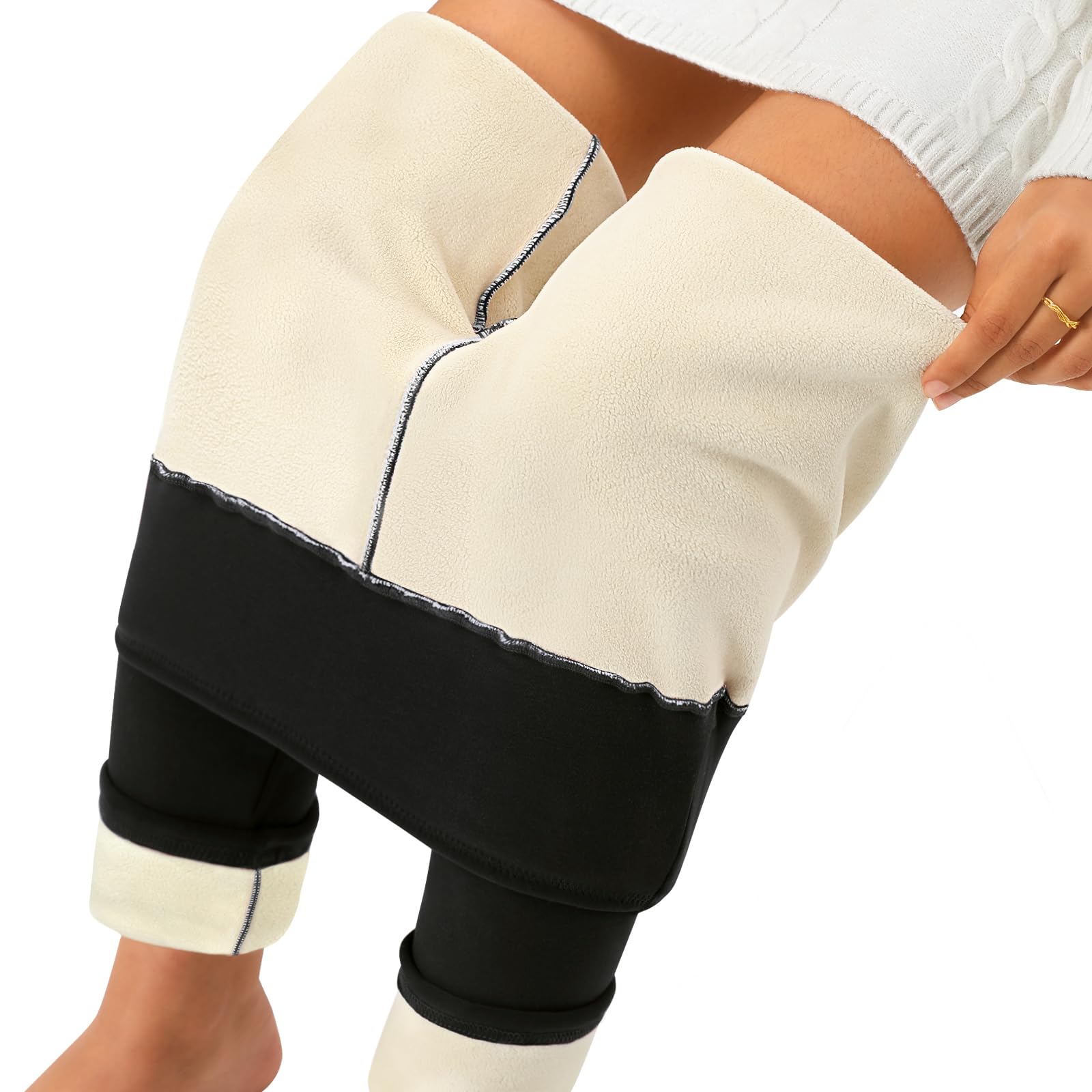 Nadeer Legginsy z podszewką polarową damskie legginsy termiczne zimowe ciepłe grube spodnie na co dzień miękkie rozciągliwe spodnie