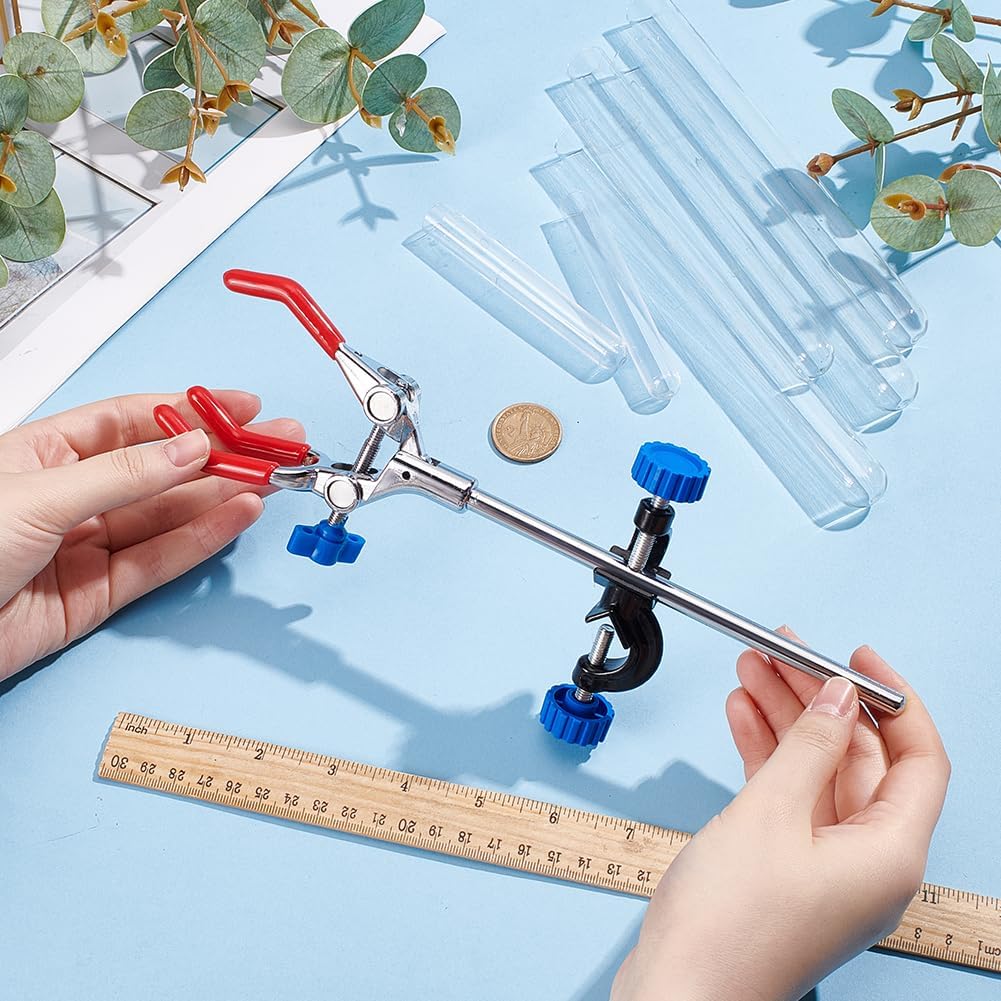 AHANDMAKER Lab Clamp with 3 Prong Finger Lab Stand Clamp Holder Laboratory Stand Clip Tight Reach Extension Clamps and Adjustable Holder for Laboratory Teaching Instrument, 2 Set