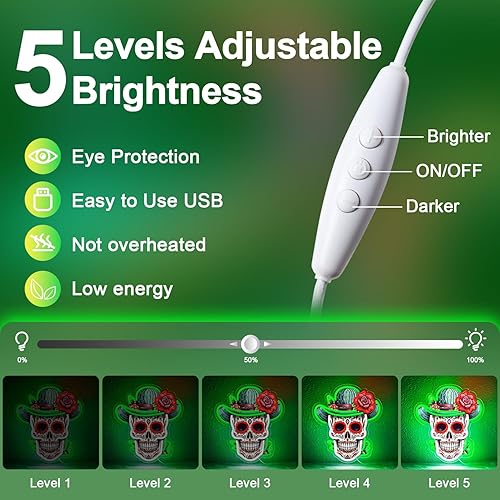 Miniatura 4 de Letrero de neón del Día de los Muertos, luz de neón LED de calavera de azúcar mexicana para decoración del hogar y bar, arte impreso UV con tira LED