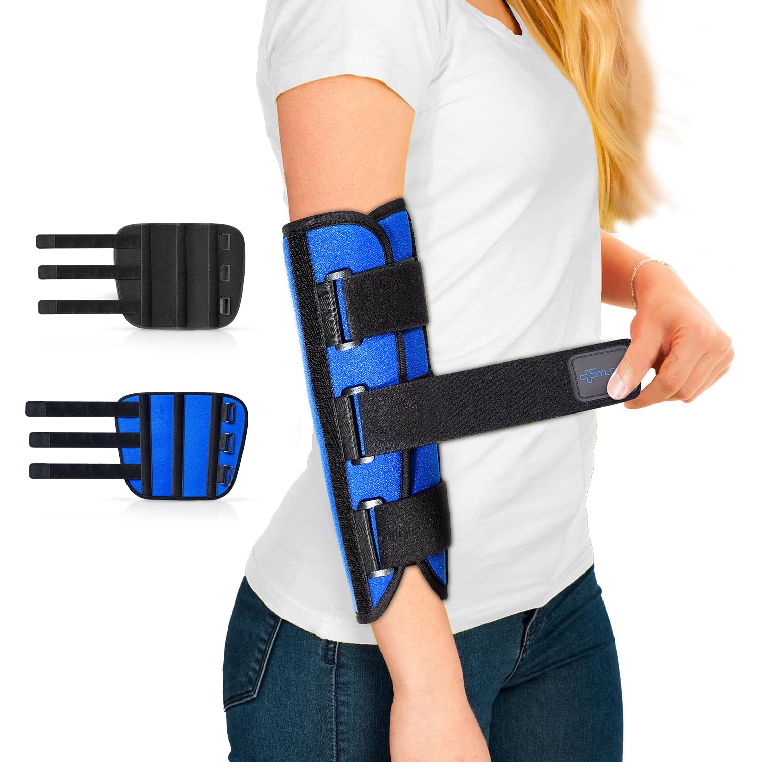 Elbow Brace for Ulnar Nerve Cubital Tunnel Syndrome for Women and Men, Arm Splint Left & Right Elbow Support Immobiliser for Straighten Arms to prevent Elbow Bending While Sleeping - M
