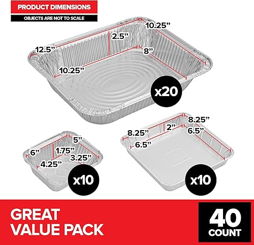 Vista 54 de Stock Your Home Bandejas de aluminio de 9 x 13 pulgadas con tapas (paquete de 10) – Sartenes profundas desechables de tamaño medio para cocinar