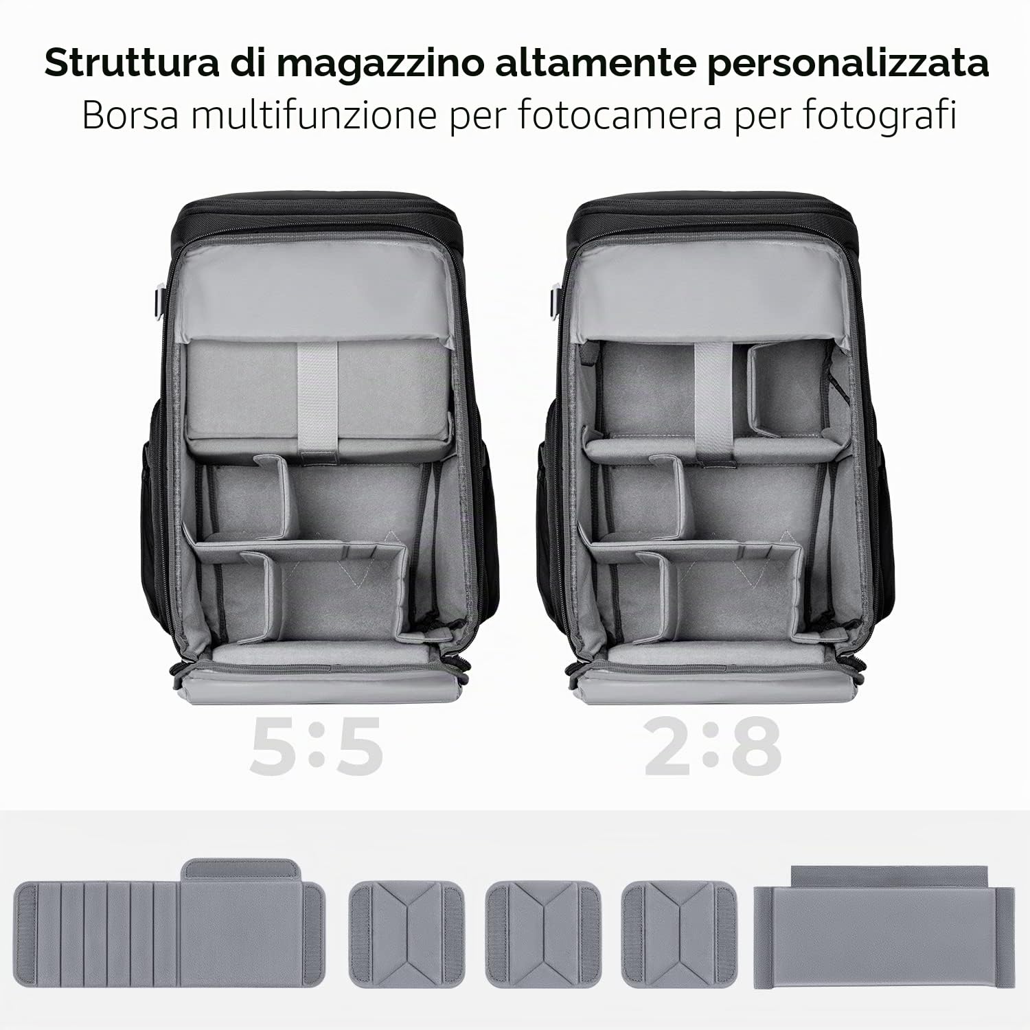 K&F CONCEPT Zaino per fotocamera professionale, borsa impermeabile di grande capacità per fotocamera reflex digitale con scomparto per laptop 16 Pollici-Nero