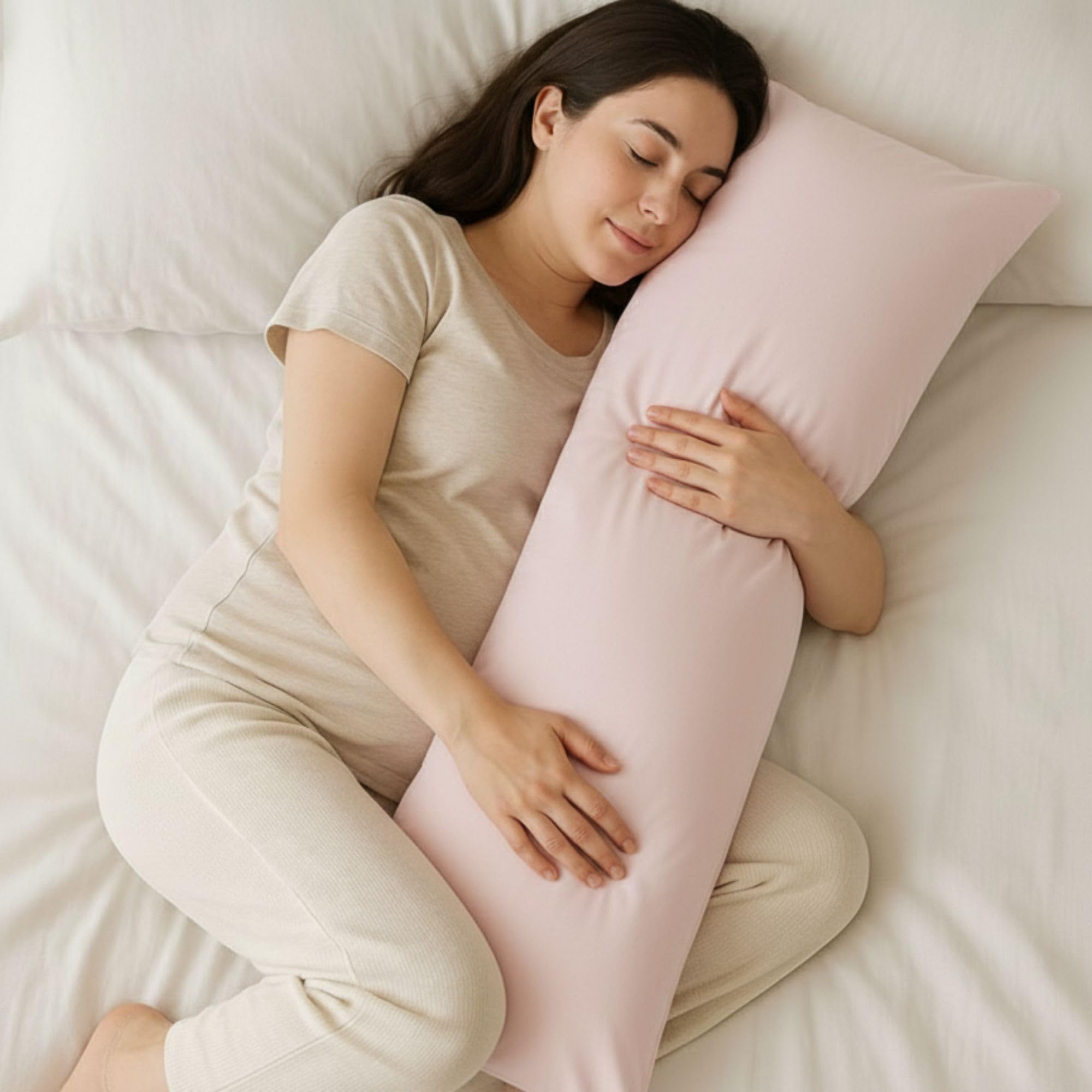 Crazypriceuk Polycotton Bolster Pillow Case Cover – Soft, Durable & Machine Washable Pillowcase to Fit Single, Double, King & Super King Bolster Pillows (King 72 Inch, Light Pink)