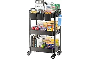 YASONIC 3-Tier Metal Laundry Cart with Wheels