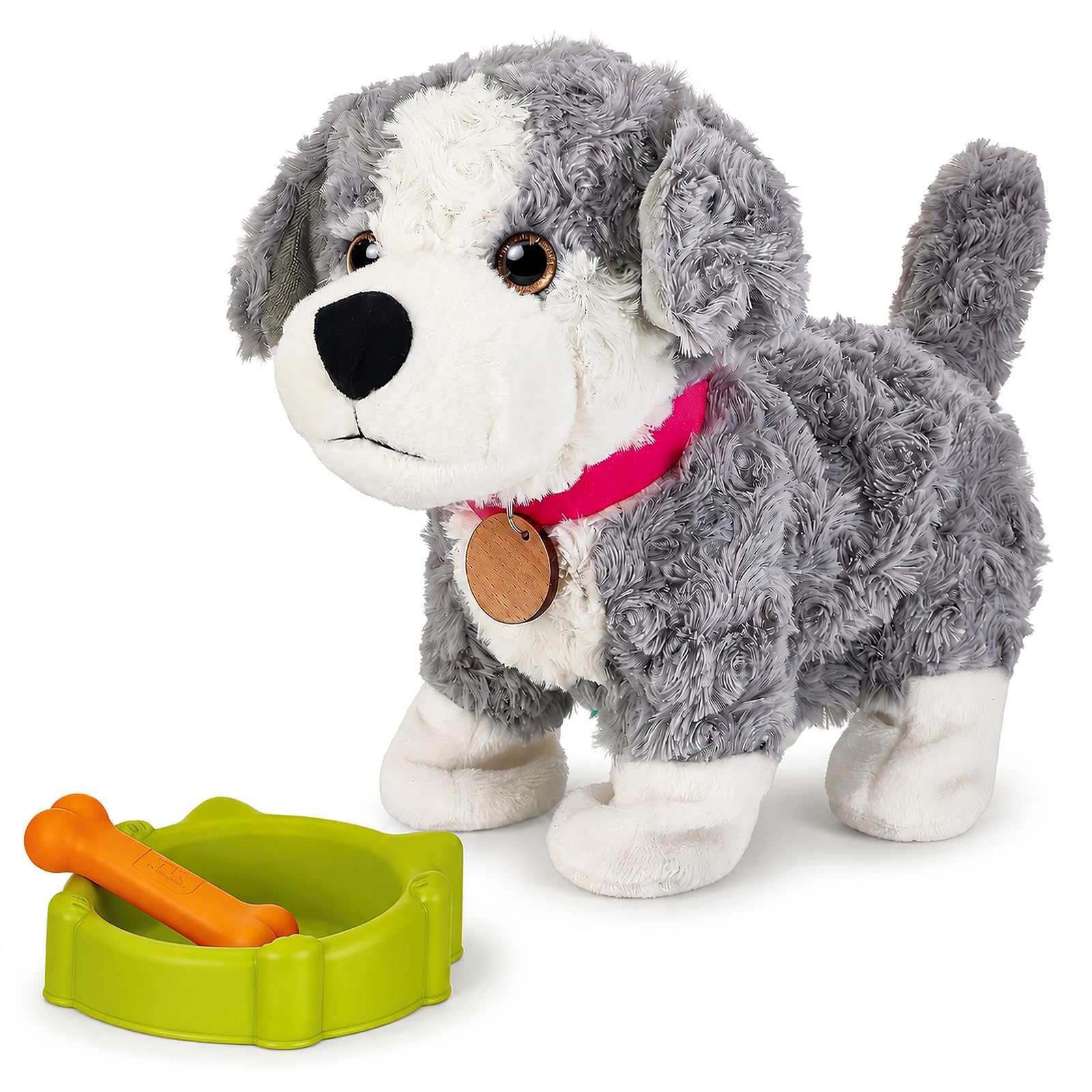 Interactive Robot Dog Toy, Voice Control Plush Walking Puppy for Kids