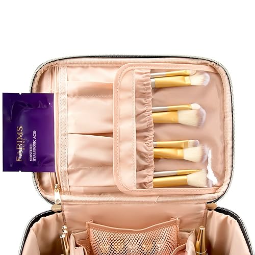 Miniatura 4 de OCHEAL - Bolsa de maquillaje de viaje para mujer, estuche organizador de cosméticos de gran capacidad con divisor y asa para artículos de aseo