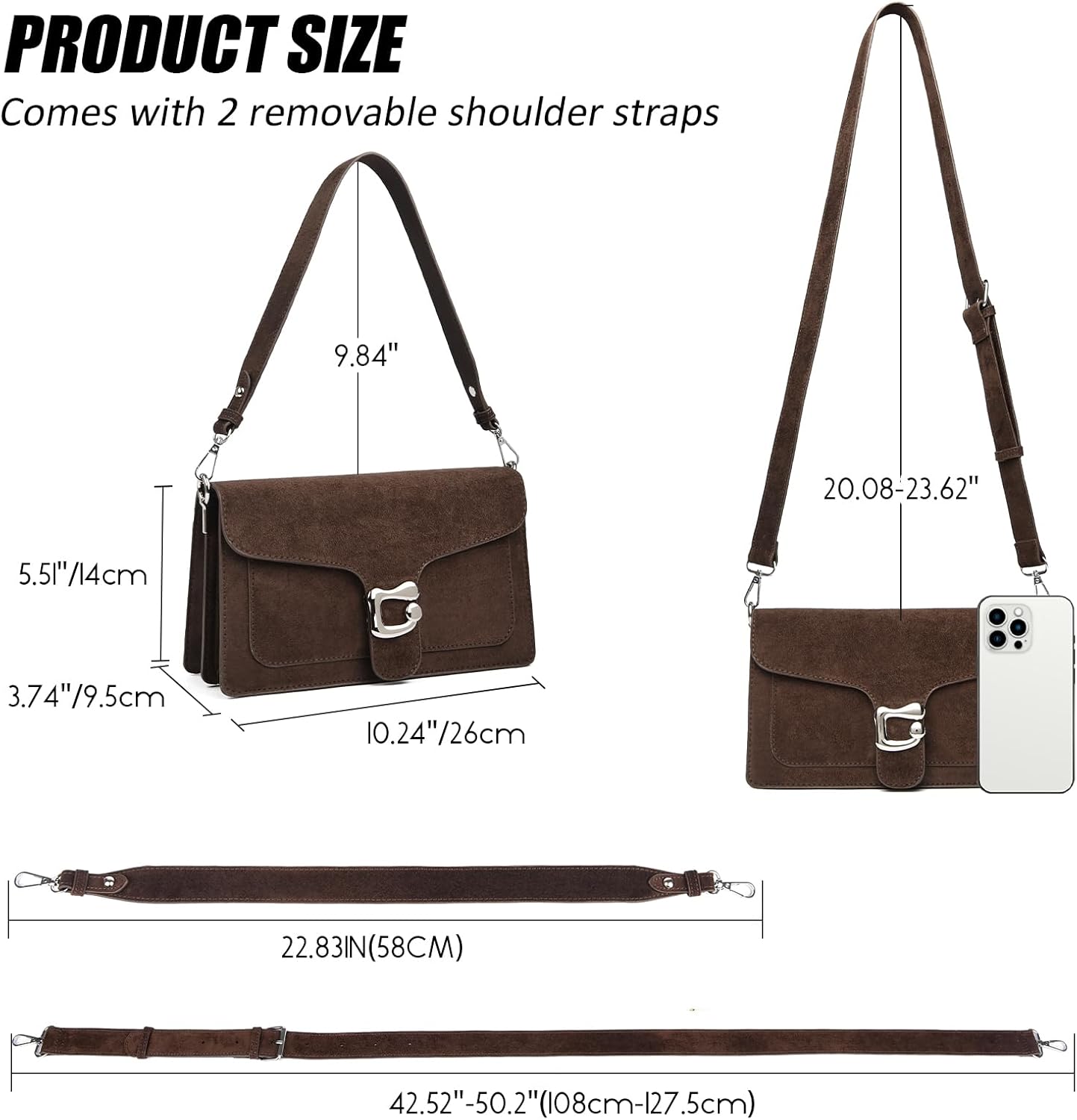 Travistar Crossbody Bags for Women Trendy - Small Cross Body Purse Shoulder Bag Leather Handbags Evening Clutch with 2 Straps - Image 4