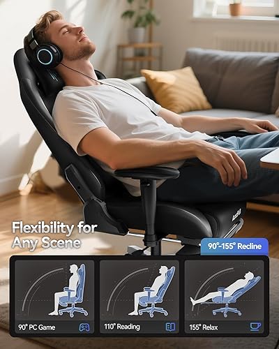 Miniatura 8 de AutoFull C3 Silla Gaming, Silla Gaming Estilo Carreras con Soporte Lumbar Ergonómico, Silla de PC de Cuero PU de Respaldo Alto Ajustable con