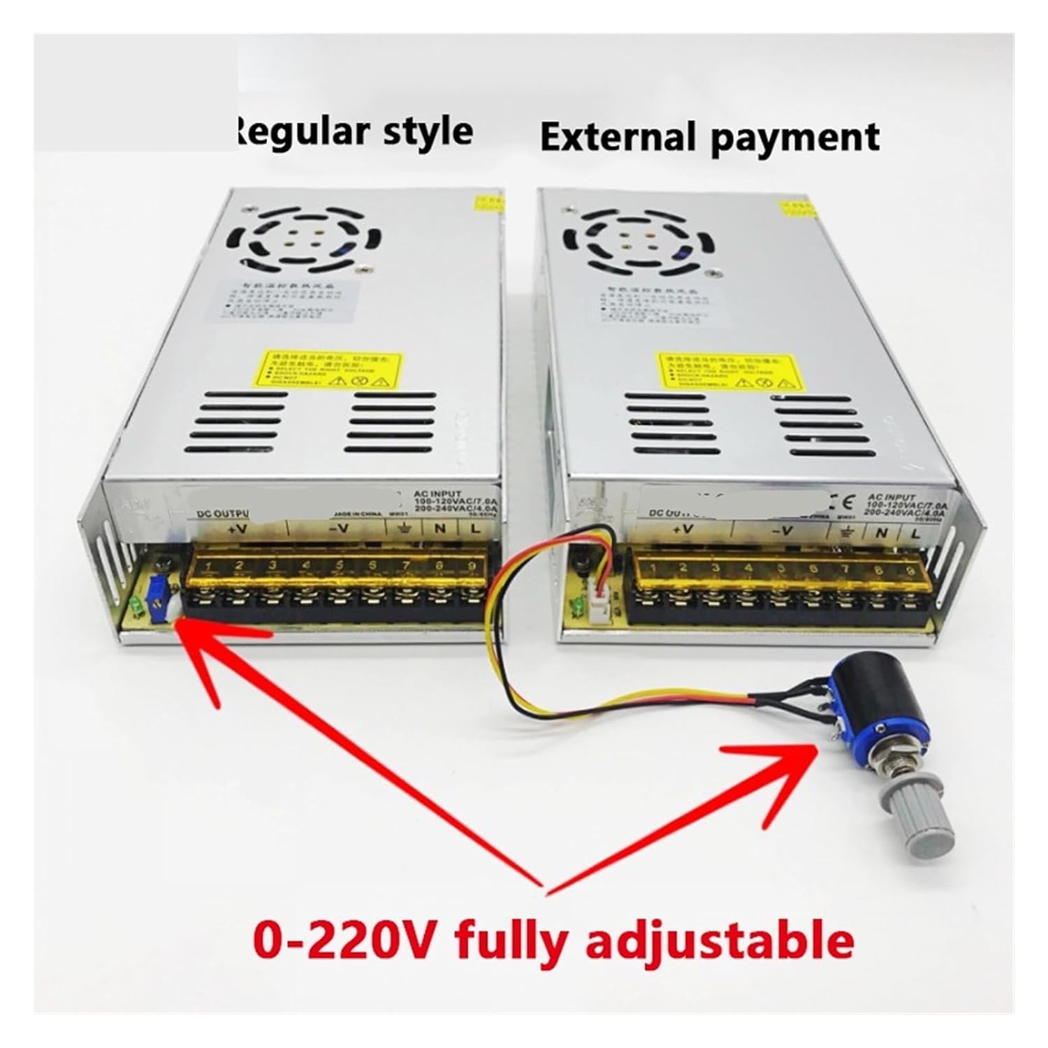 1PCS 480W Power AC Converter 220v 110v to DC 12V 24V 36V 48V Adjustable Regulated Switching Power Supply (Color : 0-5V60A, Size : Convention)