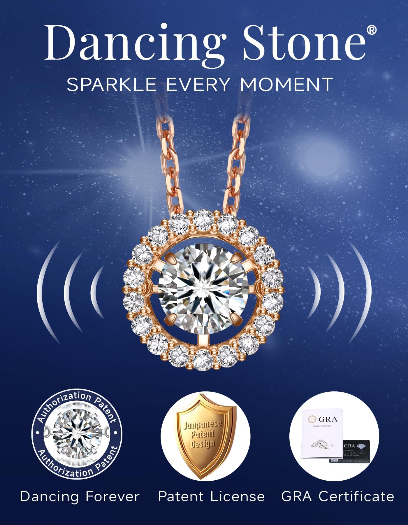 MomentWish Collar Bailarín para Mujer Plata 925, Moissanita 0,5/1 Quilate Brillante Cadena Bailarina Halo Dije Regalo de San Valentín para Mujeres