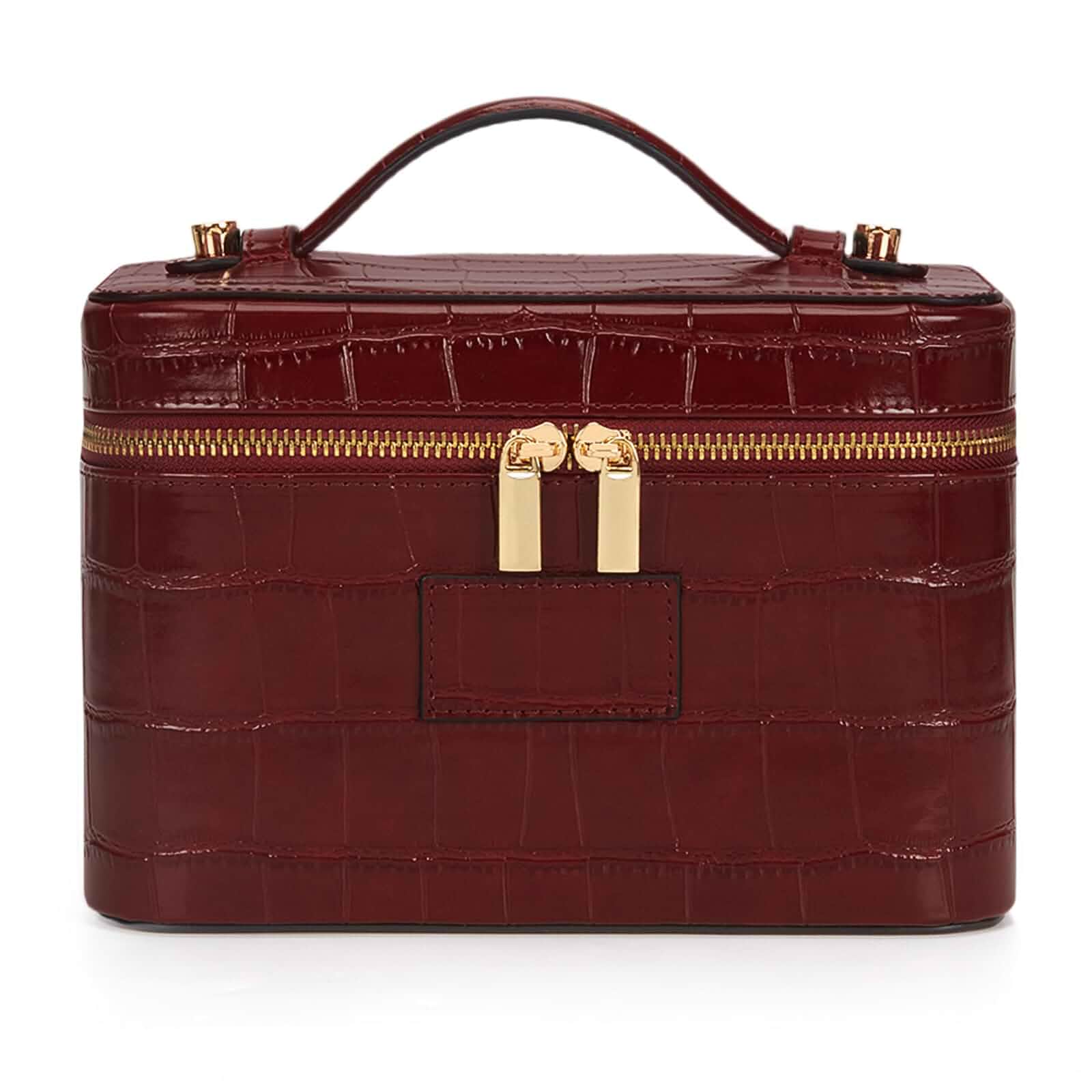 HiTotesMakeup Bag Crocodile Vanity Case for Women Travel Cosmetic Bag Leather Toiletry Bags Makeup Organizer Case