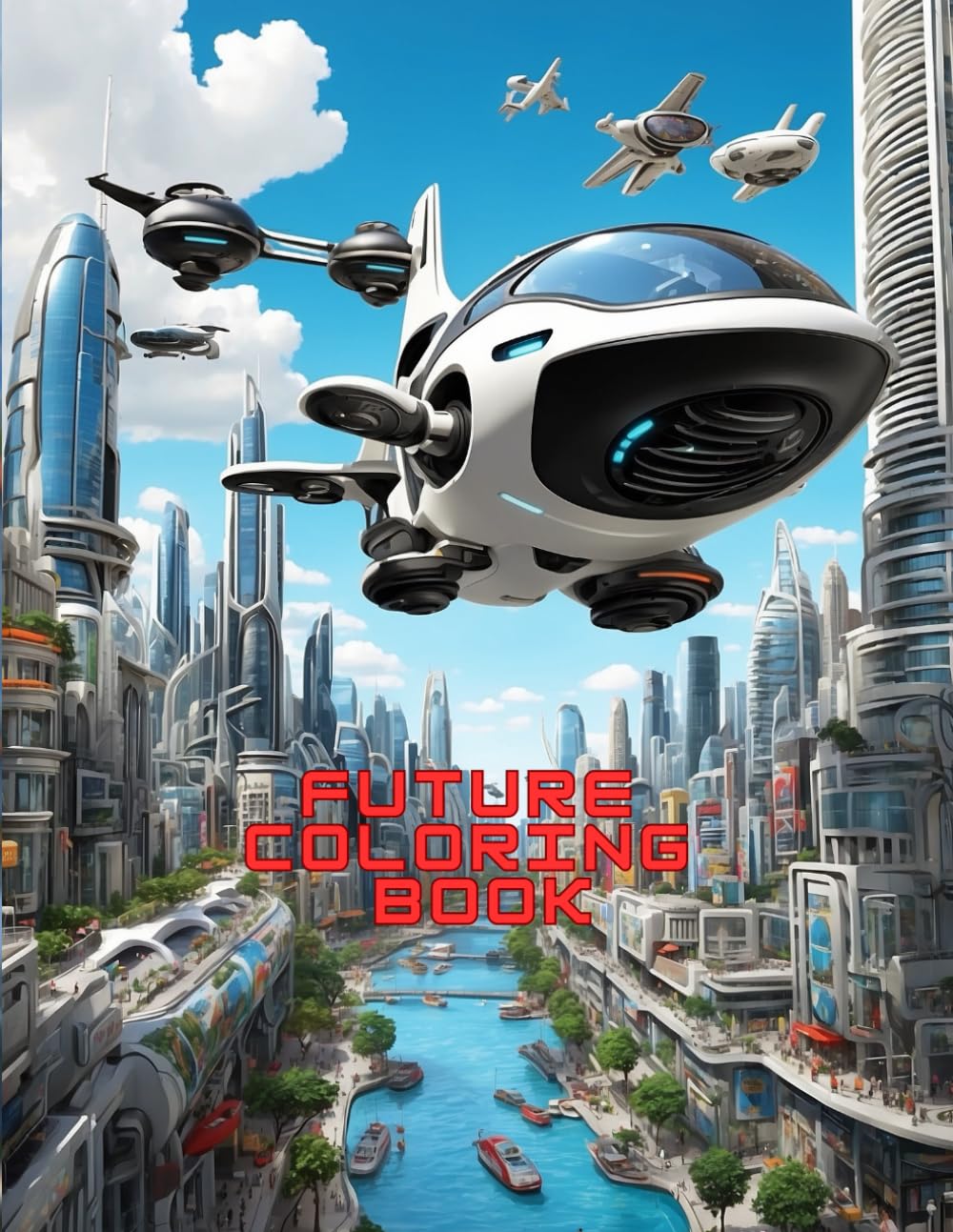 Future Coloring Book: Amazing Coloring Book with Future Vehicles and Buildings